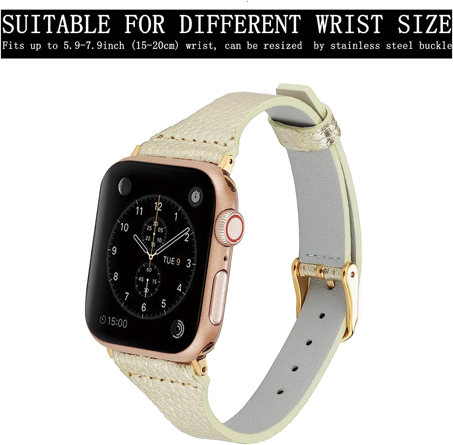 Tinoband Slim Genuine Leather Bands Compatible with Apple Watch Band 38Mm/40Mm/41Mm, 42Mm/44Mm/45Mm for Women Men, Leather Watch Band Replacement Strap for Iwatch Series 7/SE/6/5/4/3/2/1  TinoBand   