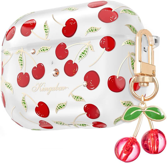 KINGXBAR Airpods Pro Case Cover Cute for Women Girls Floral Bling Soft Girly Protective Cover for Apple Airpods Pro 2Nd Charging Case with Keychain Cherry  KINGXBAR   