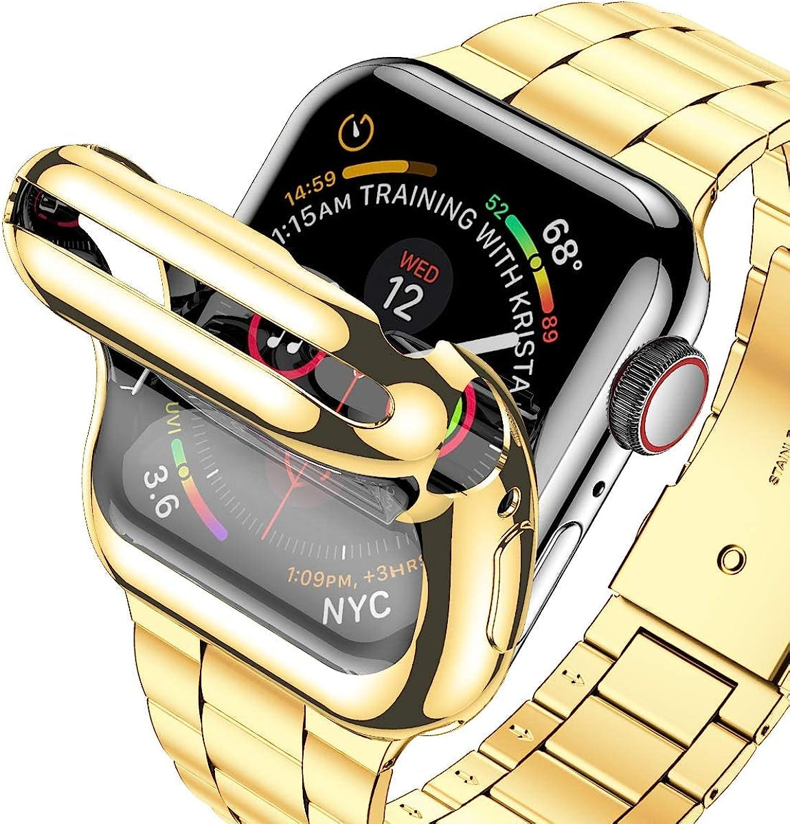 Wolait Compatible with Apple Watch Band 42Mm 44Mm 45Mm 49Mm 38Mm 40Mm 41Mm with Case, Upgraded Business Stainless Steel Band with Screen Protector Cover for Iwatch Series 8/7/6/SE Series 5/4/3/2/1  Wolait   