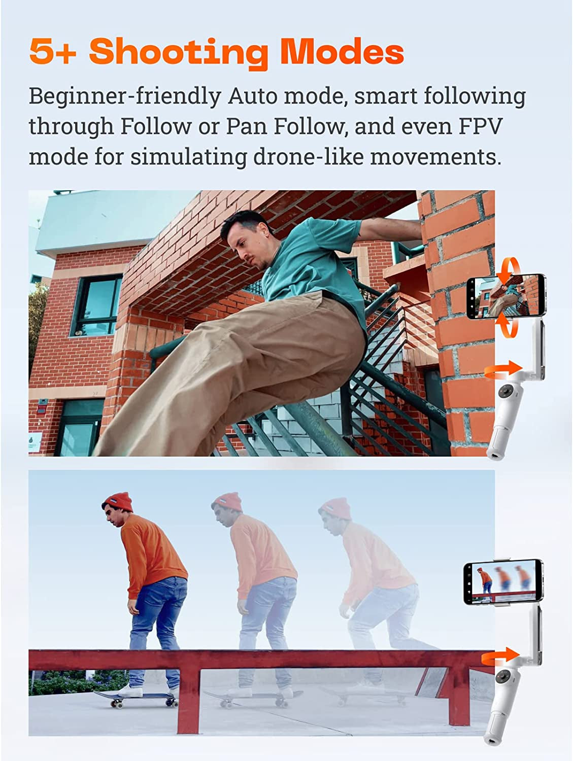 Insta360 Flow - Ai-Powered Smartphone Stabilizer, Auto Tracking Phone Gimbal, 3-Axis Stabilization, Built-In Selfie Stick & Tripod, Portable & Foldable, Youtube Tiktok Video, Stone Gray  Insta360   