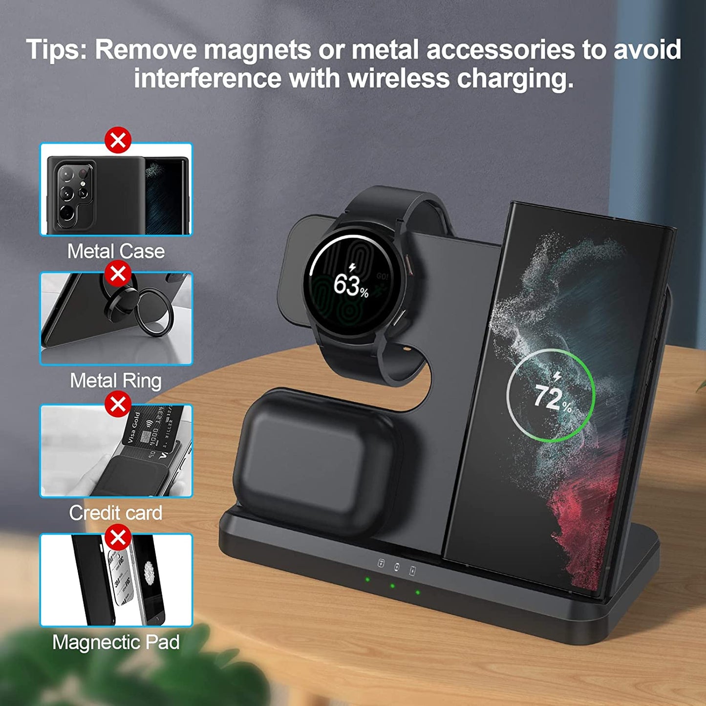 Wireless Charger for Samsung Charging Station, SWIO 3 in 1 Fast Charger Pad for Samsung Galaxy Watch 5 Pro/5/4/3/Active 2,Galaxy S23 S22 S21 S20 Ultra/Note 20 10/ Z Flip Fold 4 3 2, Buds/2/Pro/Live  Shenzhen Smacat Electronic Technology Co., Ltd.   