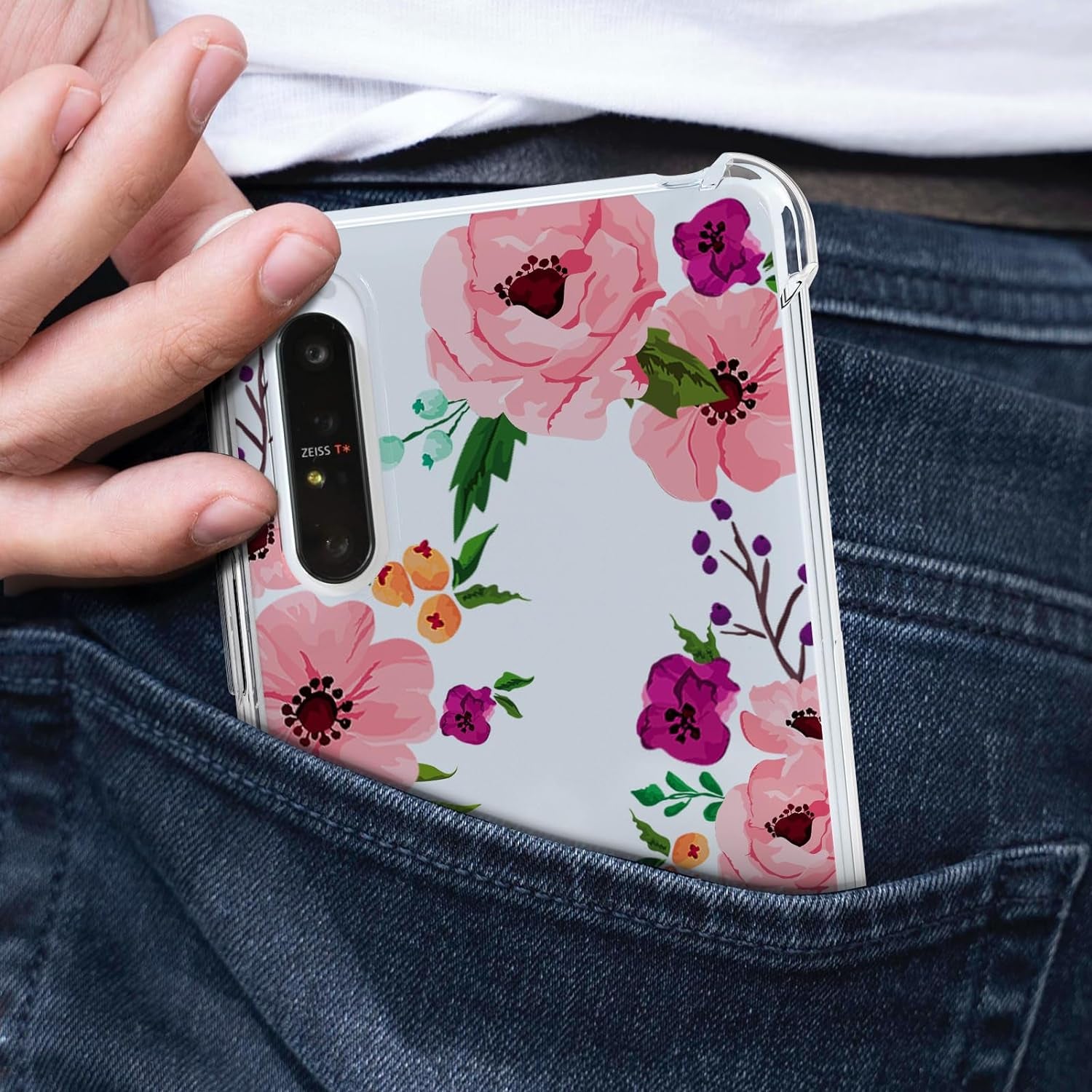 DNTMZIN for Google Pixel 5A Case, Clear TPU Bumper Women Girl Phone Case, Flower Soft & Flexible Shockproof Floral Women Phone Cover,Prevent Watermarks A01-Elegant Peonies,6-Gg5A-01  DNTMZIN   