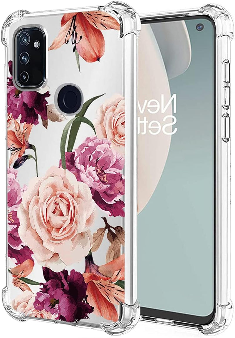 Sidande Case for Oneplus Nord N100 Case, Oneplus N100 Case for Girls Women, Clear Floral Soft Flexible TPU Slim Phone Protective Case Cover for Oneplus Nord N100 (Purple Flower)  Sidande   