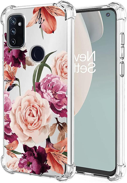 Sidande Case for Oneplus Nord N100 Case, Oneplus N100 Case for Girls Women, Clear Floral Soft Flexible TPU Slim Phone Protective Case Cover for Oneplus Nord N100 (Purple Flower)  Sidande   