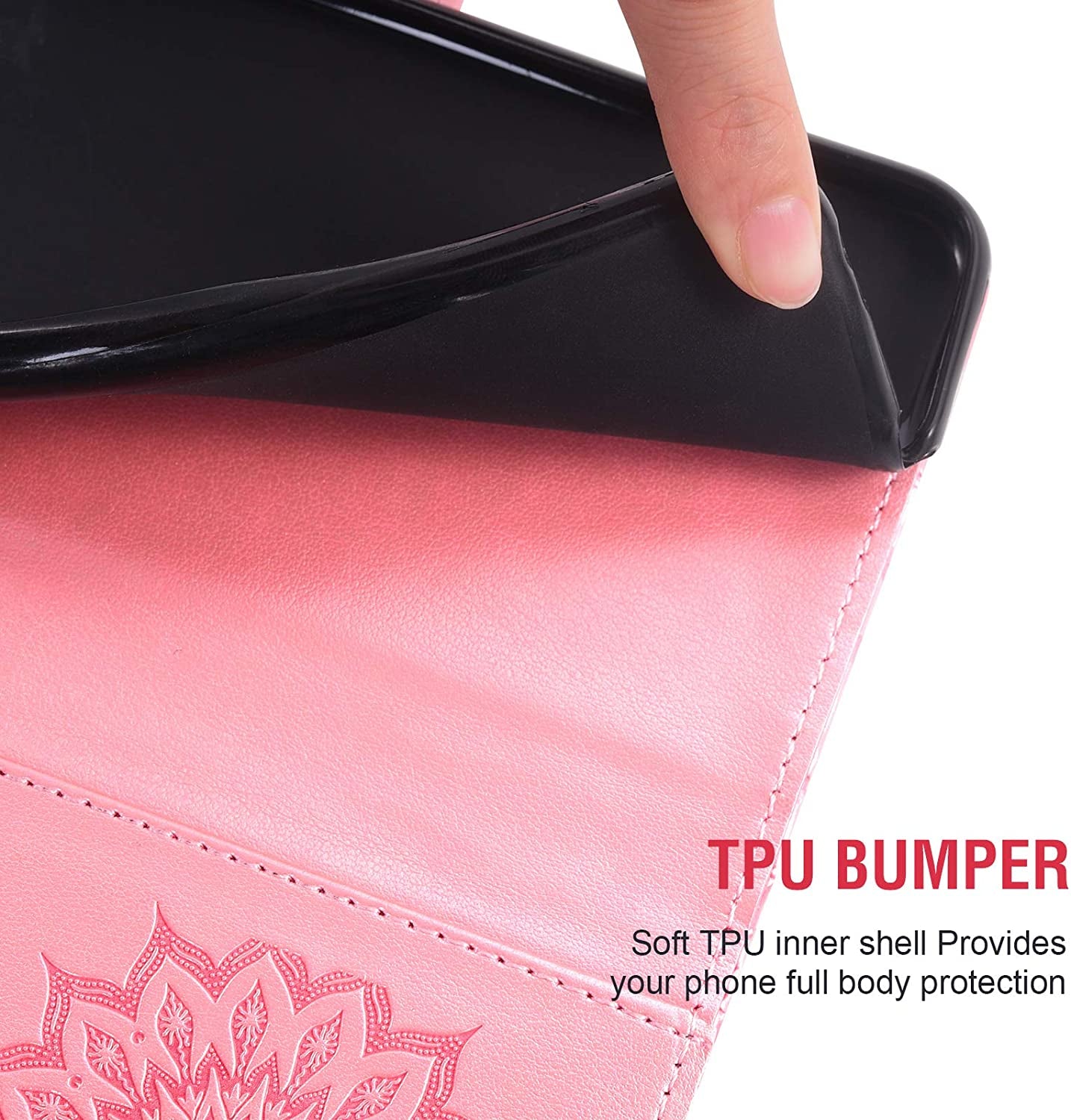 Phone Case for LG V40 Thinq Wallet Cases with Tempered Glass Screen Protector Leather Flip Cover Card Holder Stand Cell Accessories LGV40 Storm V 40 Thin Q V40Thinq LG40 40V 40Thinq Women Rose Gold  Asuwish   