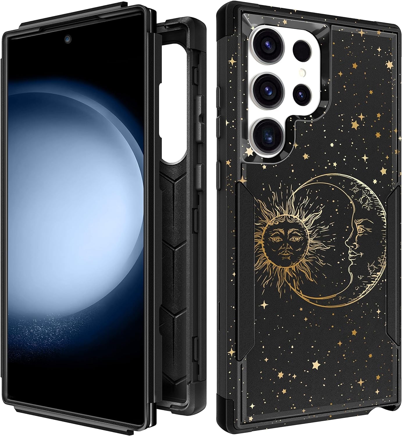 Plakill for Samsung Galaxy S22 Ultra Case Heavy Duty Protective Designer Strawberry Drop Tested Cute Cases for Men Women Girls Shockproof Protection Rugged Bumper Phone Cover for S22 Ultra 6.8"  Plakill Sun Moon  