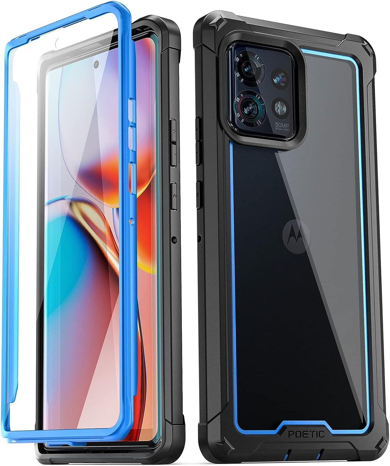 Poetic Guardian Case Designed for Motorola Moto Edge plus 5G 2023 [Not for 2022 Version], [20FT Mil-Grade Drop Tested], Full Body Hybrid Shockproof Bumper Cover with Built-In Screen Protector, Blue  Poetic   
