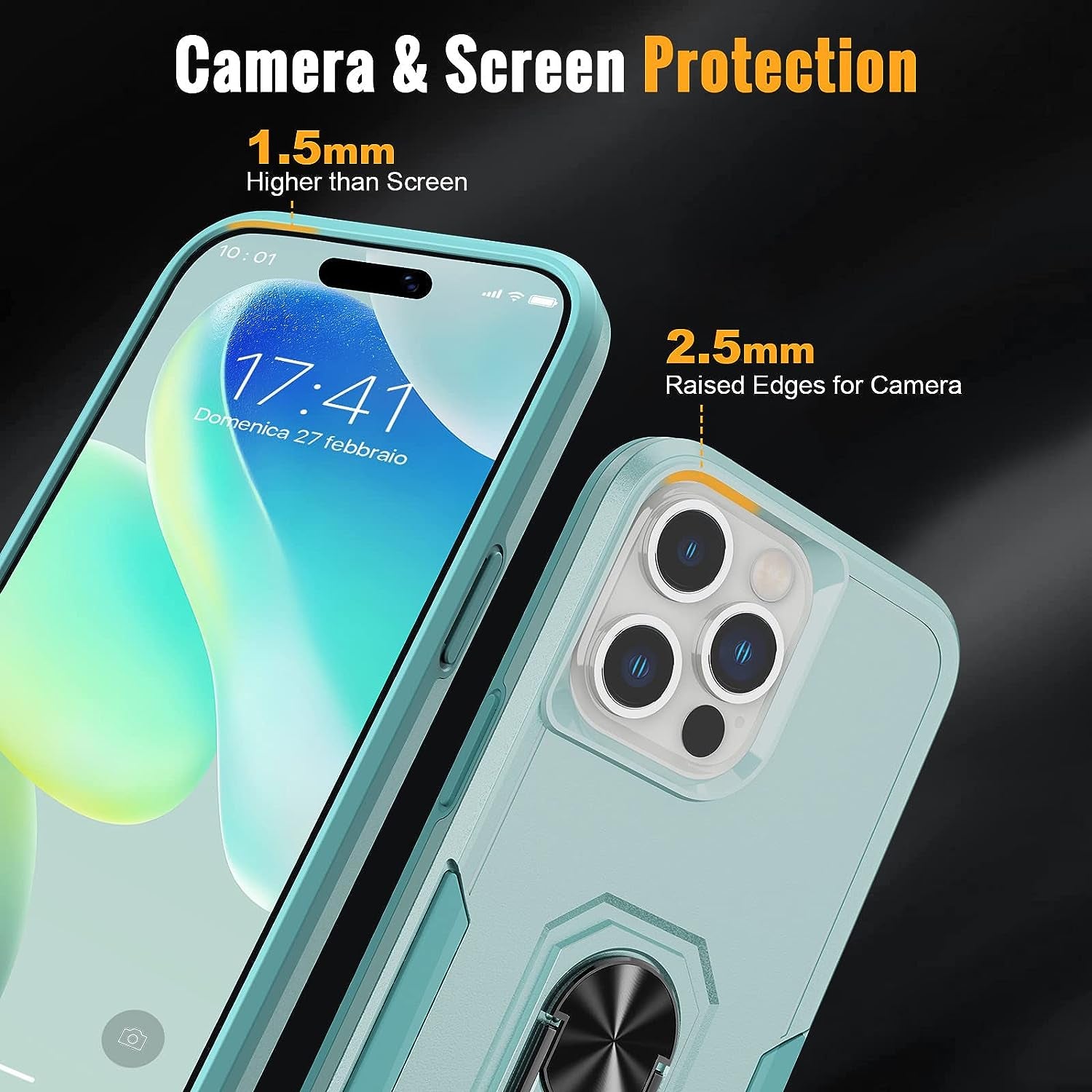 Oterkin for Iphone 14 Pro Case,Iphone 14 Pro Phone Case with [360°Rotatable Stand Ring][2Pcs 9H HD Tempered Glass Screen Protector][10Ft Military Grade Shockproof] Case for Iphone 14 Pro (Blue)  Oterkin   