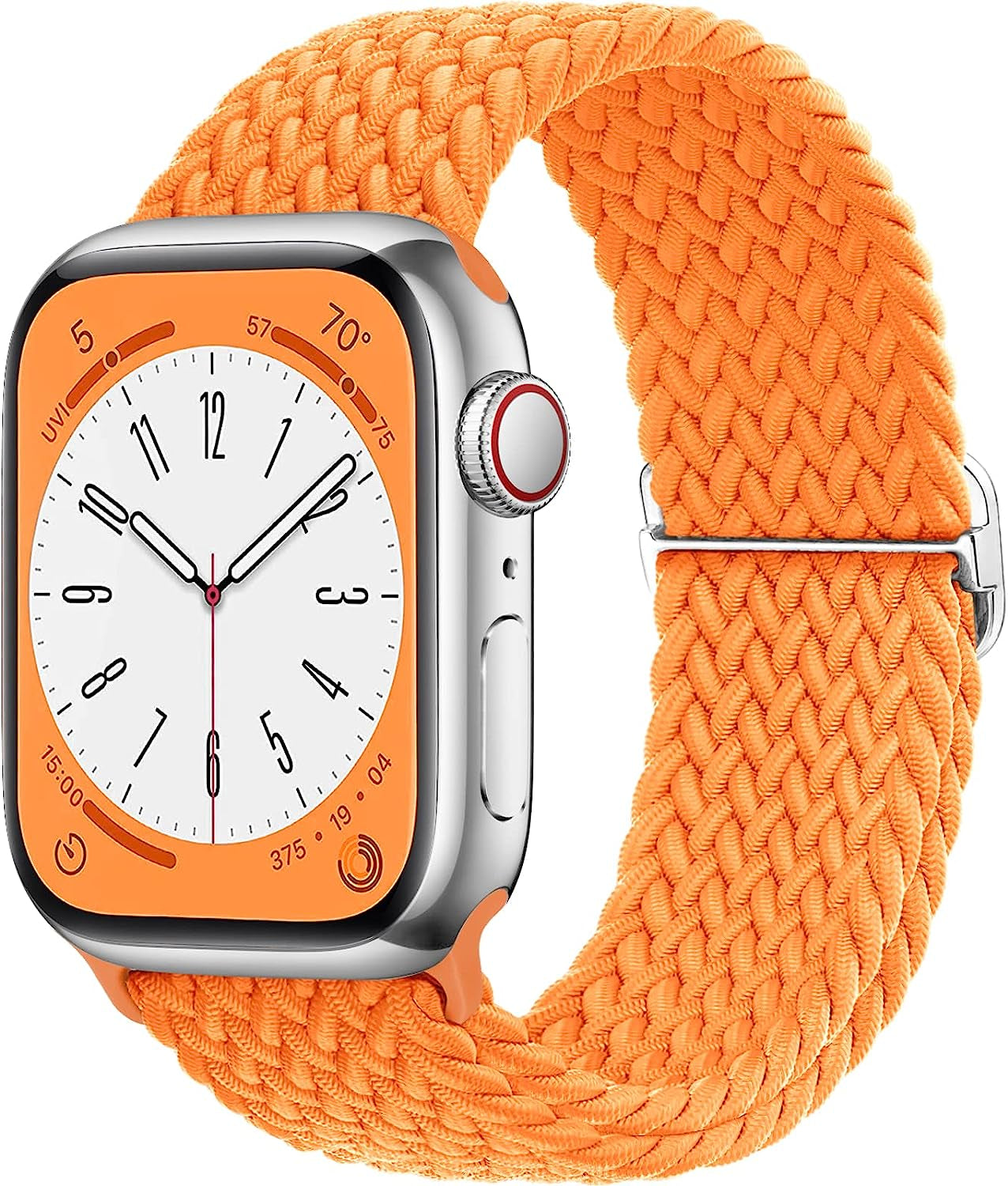Merlion Stretchy Braided Solo Loop Compatible with Apple Watch Band 38Mm 40Mm 41Mm 42Mm 44Mm 45Mm 49Mm, Sports Adjustable Elastic Straps for Iwatch  Merlion Orange 38MM/40MM/41MM 