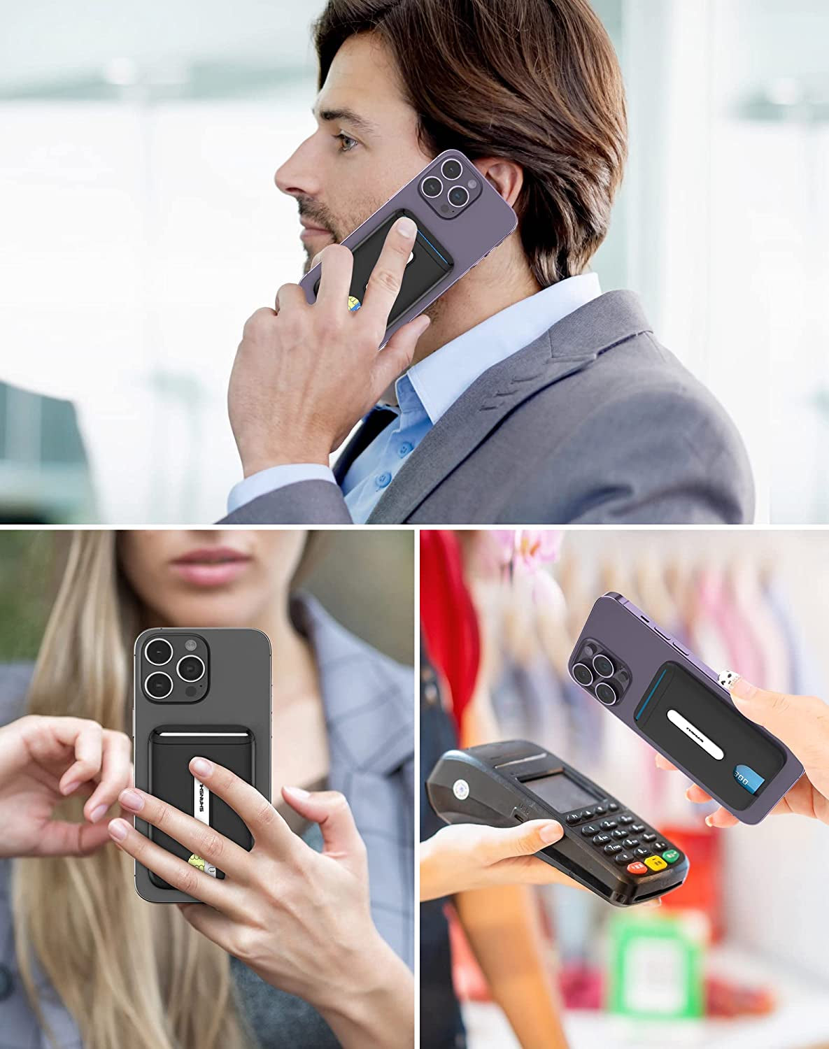 SHANSHUI Magnetic Wallet for Magsafe, Ultra Slim Magnetic Card Holder for Back of Phone Wallet Premium Silicone Anti-Drop Credit Card Holder Fitting for Iphone 14/13/ 12 Series & Magsafe Case  SHANSHUI   