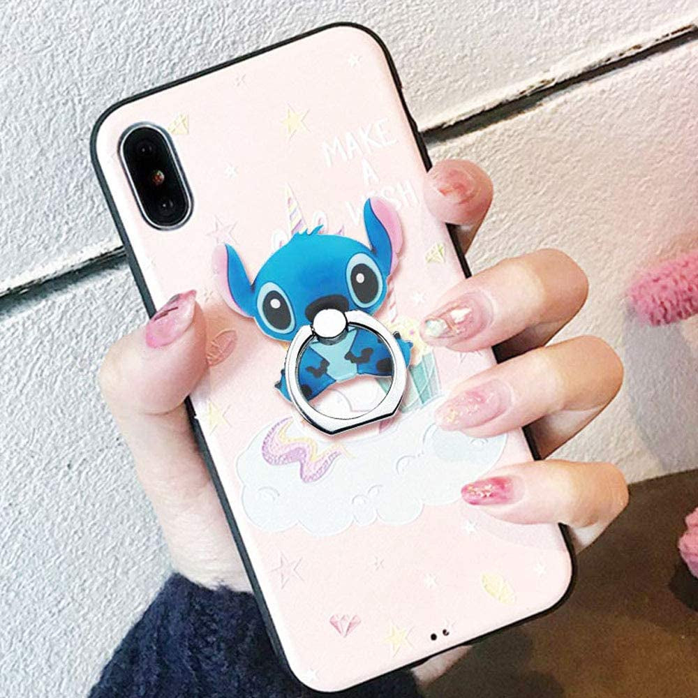 ZOSTLAND 3Pack Naughty Funny Blue Alien ET Handstand Stitch Phone Ring Universal 360°Adjustable Phone Case Finger Grip Stand Holder Desk Stent Mount Car Compatible with Iphone 13 12 11 MAX X plus Ipad  ZOEAST 1PC Stitch  