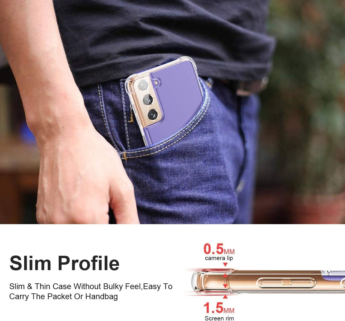 Galaxy S21 Case Crystal Clear Shockproof Bumper Protective Cell Phone Cover for Samsung Galaxy S21 5G Hybrid Design Hard PC Back with Flexible TPU Frame Slim Fit Skin for Men Women Boy Girl 4 Corners  KIOMY   