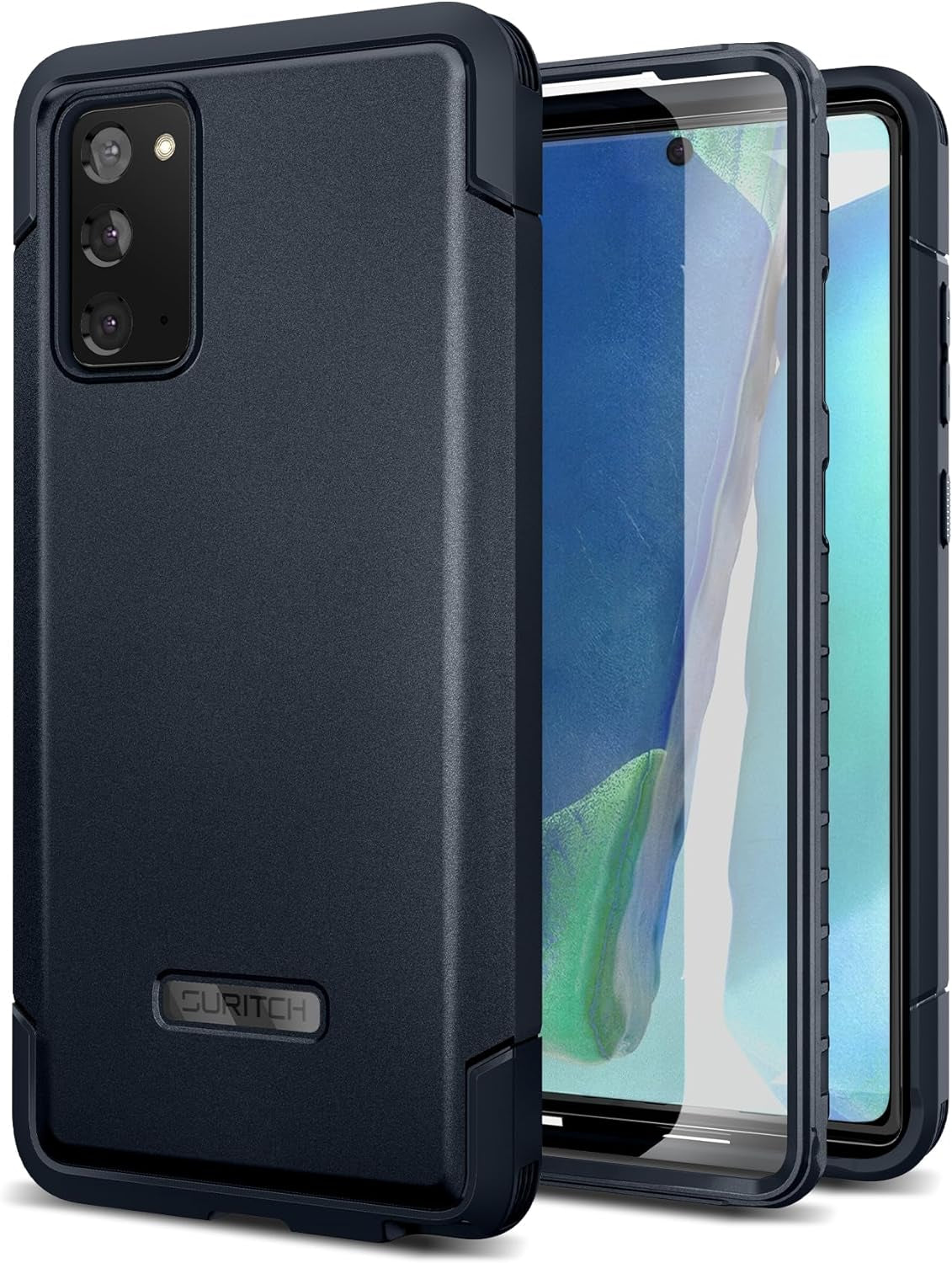SURITCH for Samsung Galaxy Note 20 Case (Only) 6.7-Inch, [2 Front Frames][Built-In Screen Protector] Full Body Protective Rugged Heavy Duty Shockproof Phone Cover -(Green)  SURITCH Navy Blue  