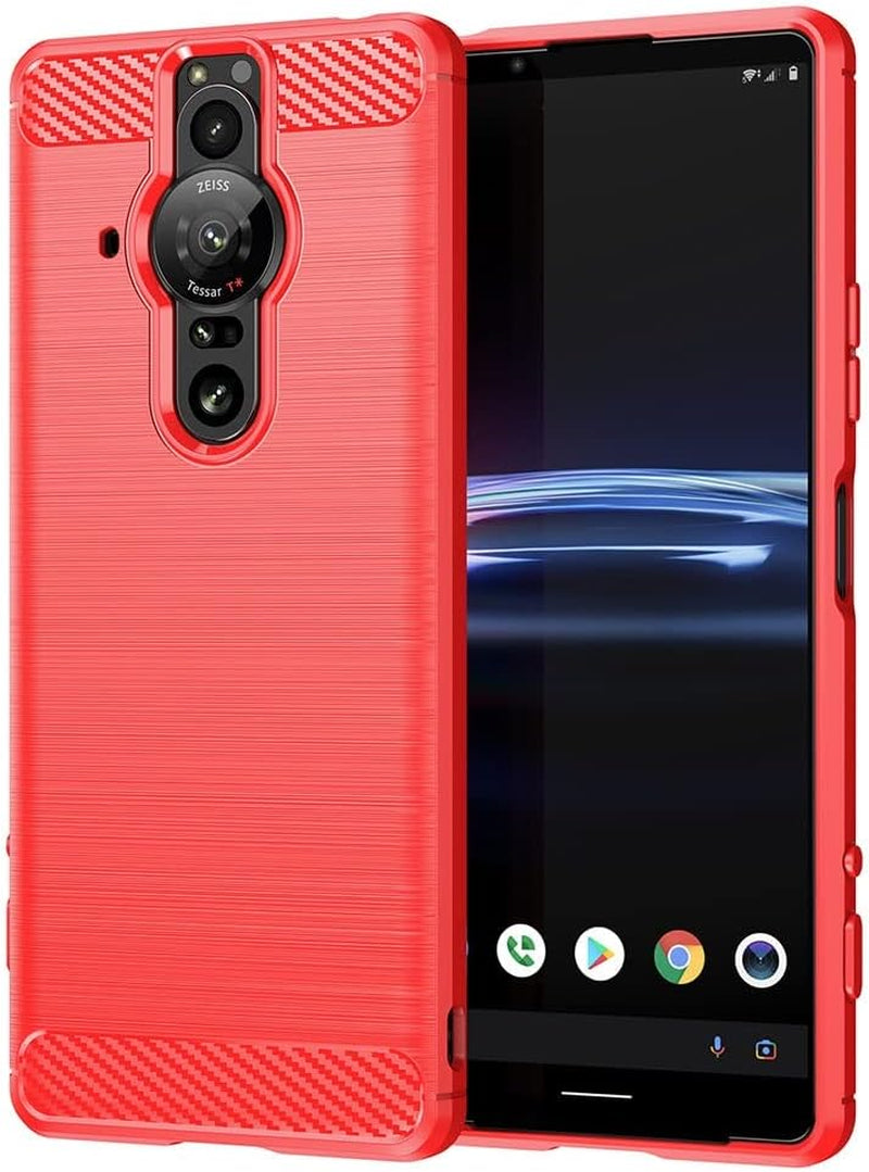 EVUNNBC Slim Case for Sony Xperia Pro-I, Sony Xperia Pro-I Case, TPU Shock Absorption Technology Full Protective Case Carbon Fiber Cover for Sony Xperia Pro-I Smartphone (Black)  LuckyMi Sony Xperia Pro-I Case Red  