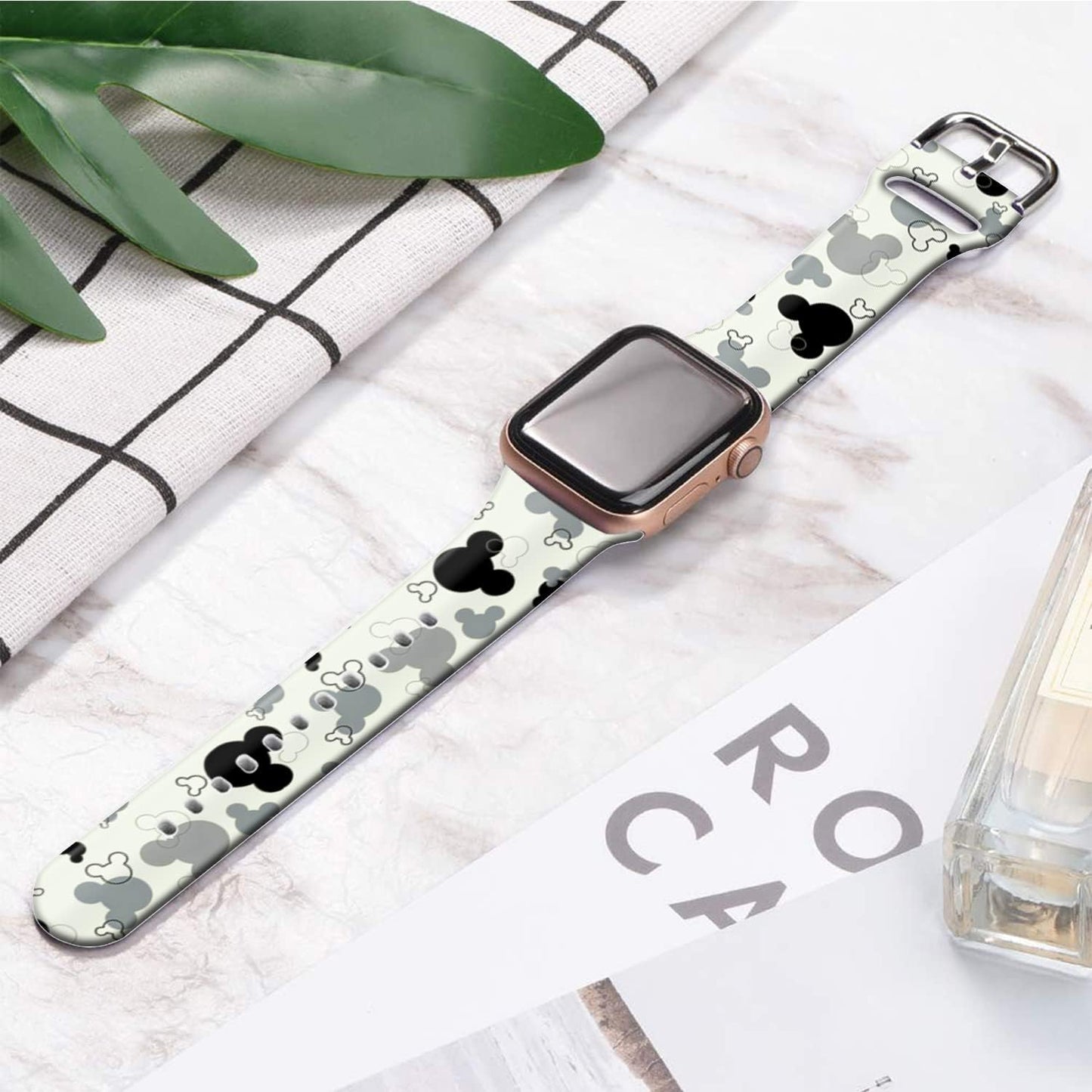 FTFCASE Silicone Floral Bands Compatible with Apple Watch 49Mm 45Mm 44Mm 42Mm, Gray Pattern Printed Soft Silicone Sport Strap Replacement for Iwatch SE Series 8 7 6 5 4 3 2 1 for Women Men Girls  FTFCASE   