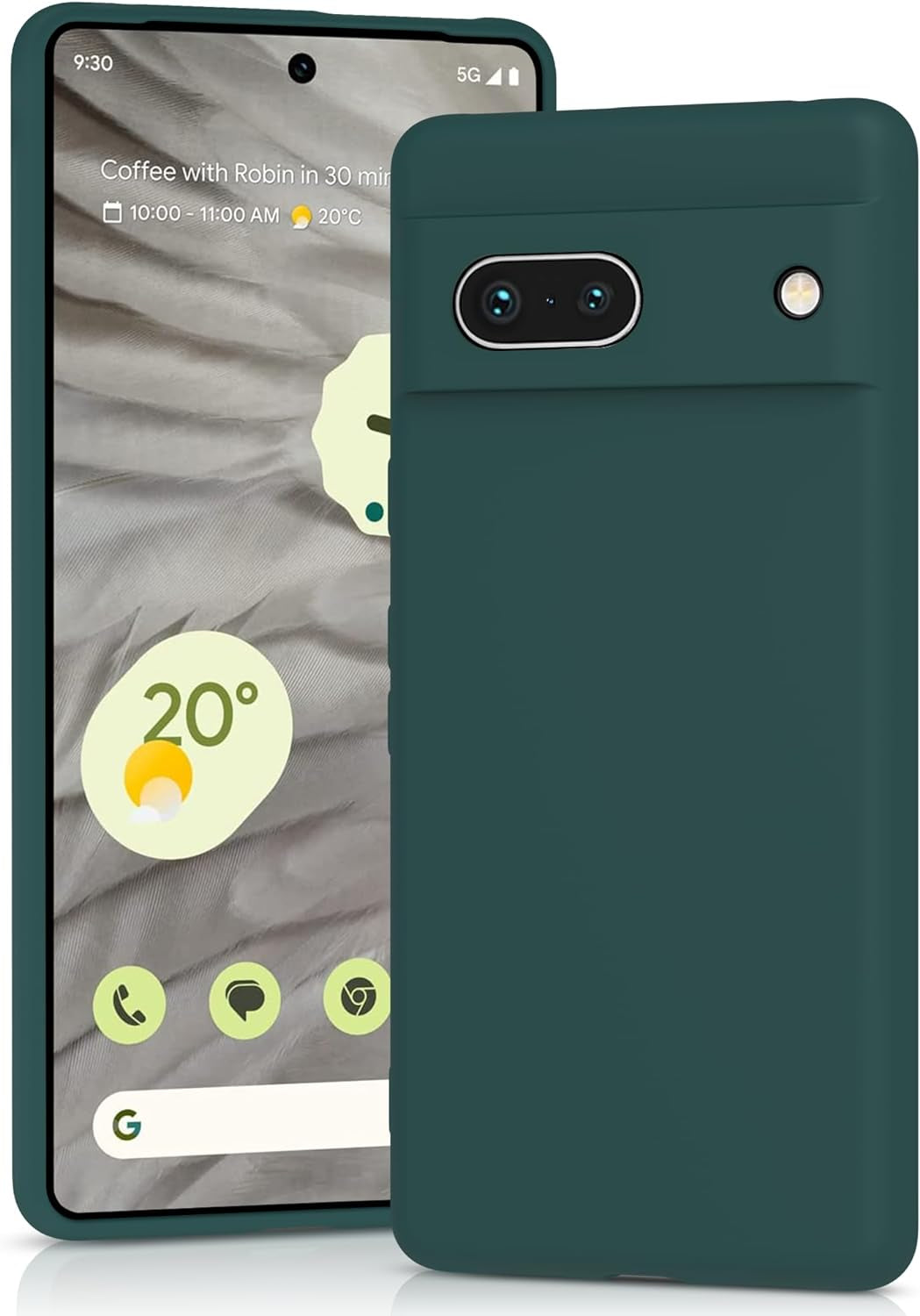 YATWIN Silicone Case for Google Pixel 7A 5G, Soft-Touch, Shockproof, Dustproof, Antiskid Full Body Armour Phone Cover for Google Pixel 7A 5G - Dark Green  YATWIN   