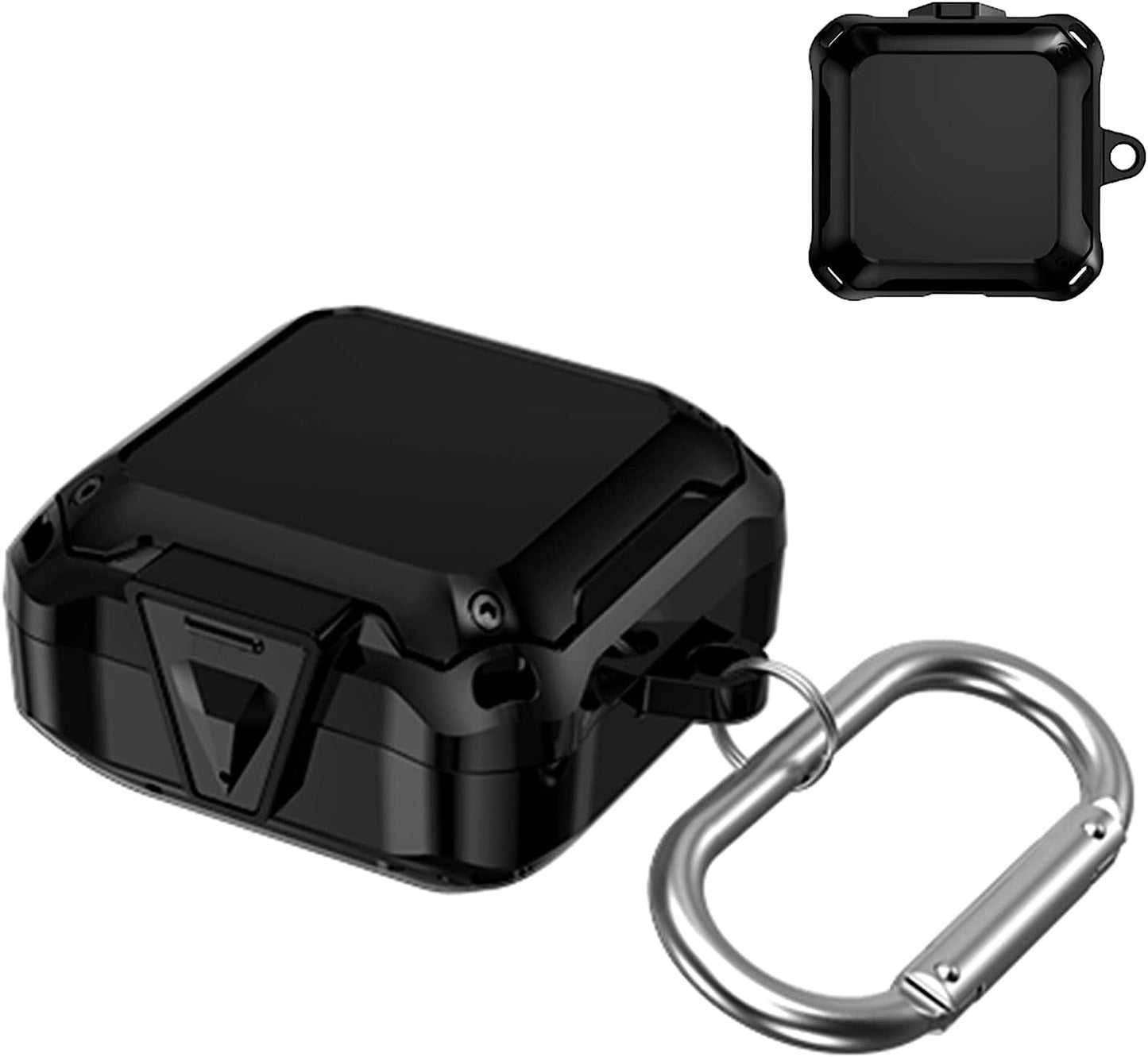 [Upgrade Secure Lock] Case for Samsung Galaxy Buds 2 Pro/Galaxy Buds 2/Galaxy Buds Pro/Galaxy Buds Live, Shock-Absorbing Protective Armor Cover TPU Hard Shell with Carabiner,Black  VAEKNVG   