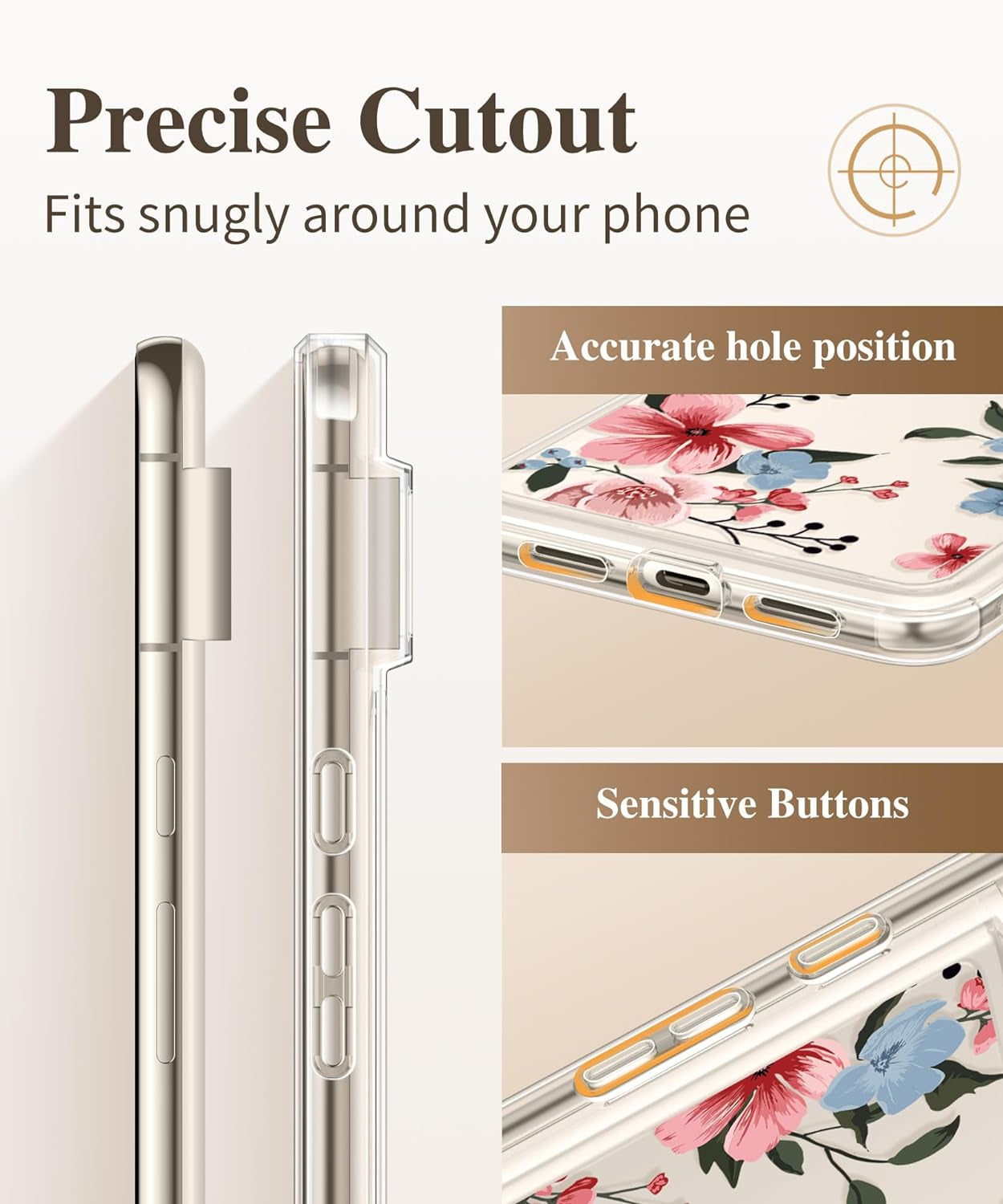 GVIEWIN Compatible with Google Pixel 8 Pro Case, with 2X Screen Protectors, [Not Yellowing + Military Grade Drop Tested] Clear Floral Slim Shockproof Protective Women Phone Case(Catharanthus/Pink)  GVIEWIN   