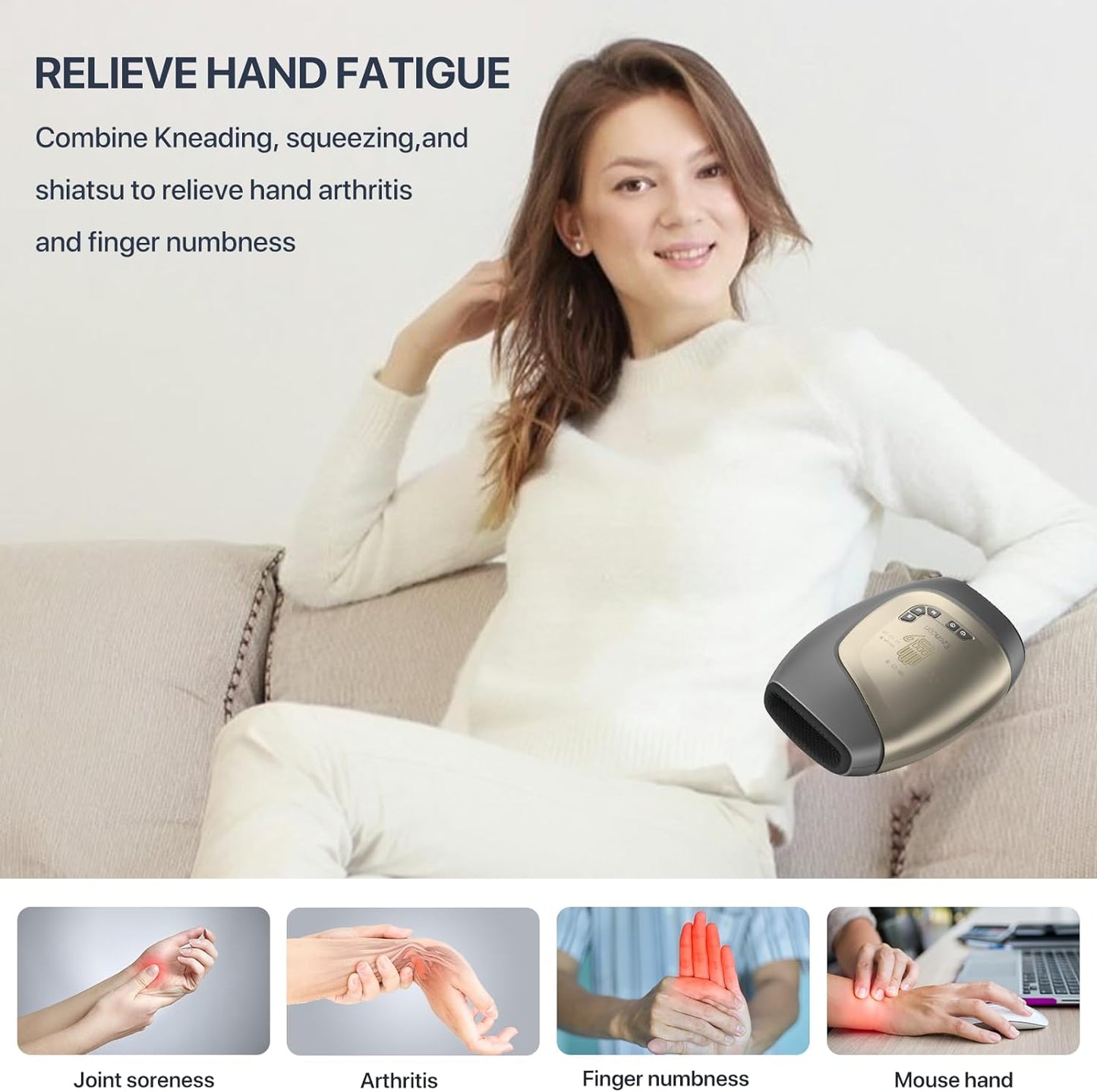 Ezencon Electric Hand Massager Machine with Fingers Opening, Rechargeable Hand Massager for Arthritis and Carpal Tunnel, Hand Massager with Heat and Compression, Finger Massage Roller Included  Ezencon   