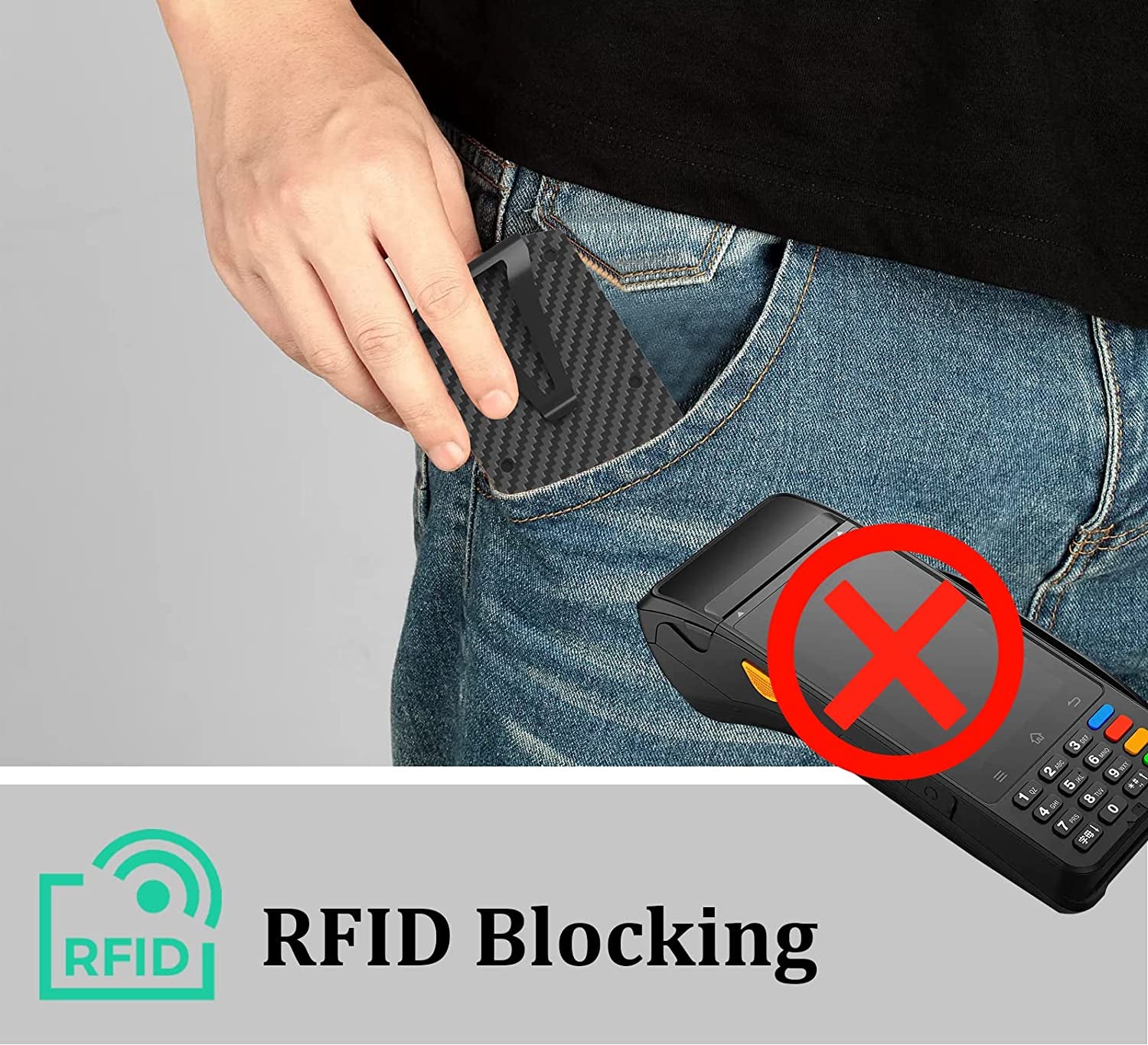 Mvgges Slim Minimalist Wallet for Men, RFID Blocking Aluminum Credit Card Holder, Carbon Fiber Men'S Wallet with Money Clip (Black)  mvgges   