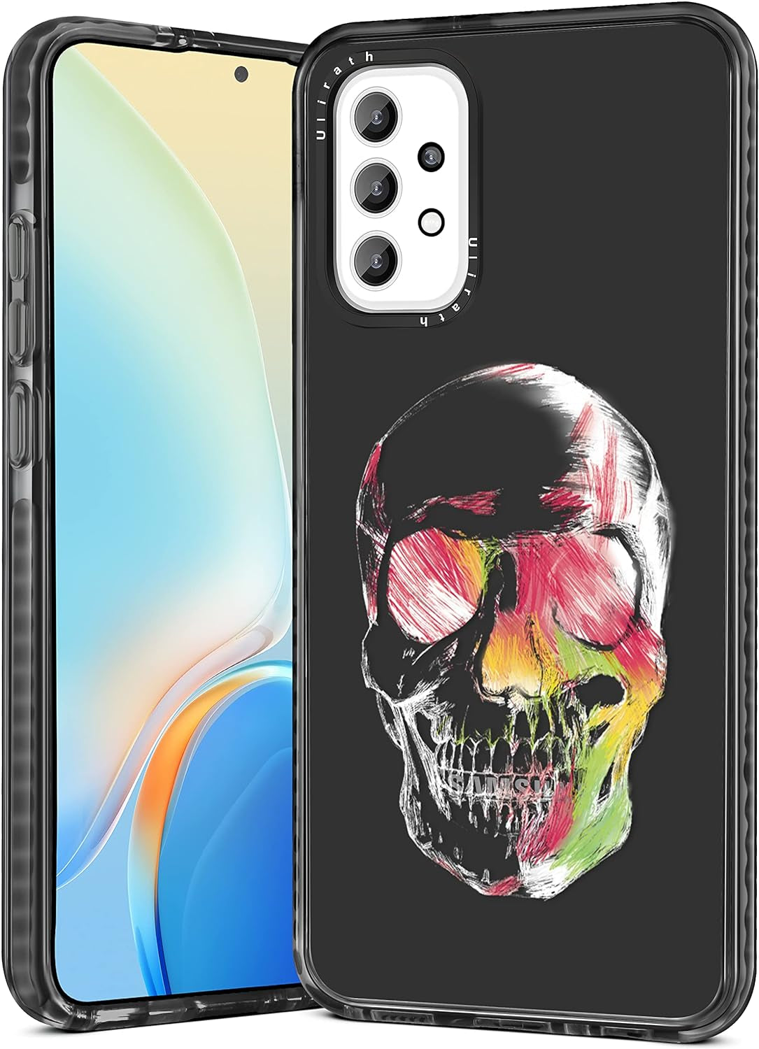 Ulirath for Samsung Galaxy A53 5G 6.5" Case Cartoon Straw Hat Character Designer Pattern Cover Cool Funny Fashion for Girly Girls Kids Boys Bumper Soft Protective Phone Cases for A53 5G  Ulirath For Samsung Galaxy A53-Black Skull  