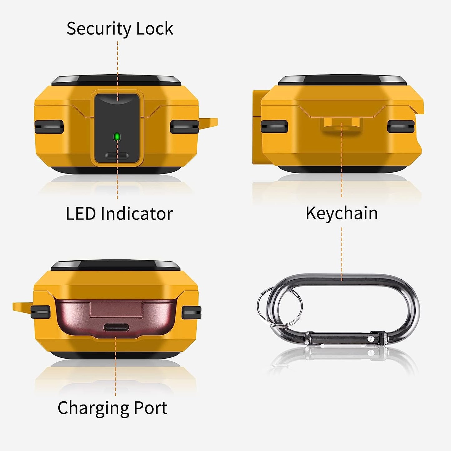 JAKPAK Compatible with Samsung Galaxy Buds 2 Case (2021)/ Galaxy Buds Pro Case (2021) / Galaxy Buds Live Case (2020) Hard PC Shockproof Protective Case with Keychain Secure Lock Design Cover Yellow  JAKPAK   