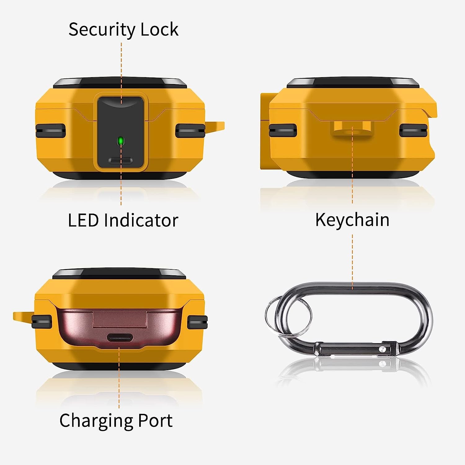 JAKPAK Compatible with Samsung Galaxy Buds 2 Case (2021)/ Galaxy Buds Pro Case (2021) / Galaxy Buds Live Case (2020) Hard PC Shockproof Protective Case with Keychain Secure Lock Design Cover Yellow  JAKPAK   