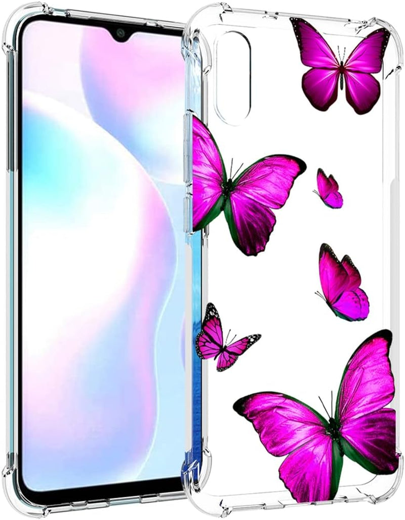Zoeirc Case for Redmi 9A M2006C3Lg/Redmi 9I M2006C3LII Clear Case for Girls Women, Soft TPU Shockproof Protective Transparent Case Cover for Xiaomi Redmi 9A (Rose Butterfly)  Zoeirc   