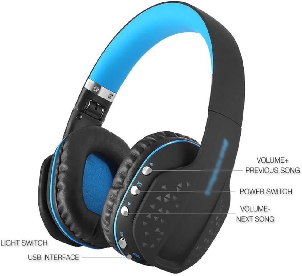 Gaming Headset Surround Sound Stereo Lightweight Soft Earmuffs for PC Laptop Tablet Smart Phone,Blue  THER   