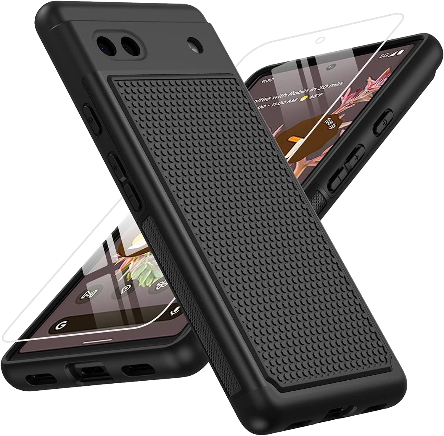 JXVM for Google Pixel 6A Phone Case: Dual Layer Protective Heavy Duty Cell Phone Cover Shockproof Rugged with Non Slip Textured Back | Military Drop Protection Bumper Tough - 6.1Inch (Burgundy Purple)  JXVM Matte Black  