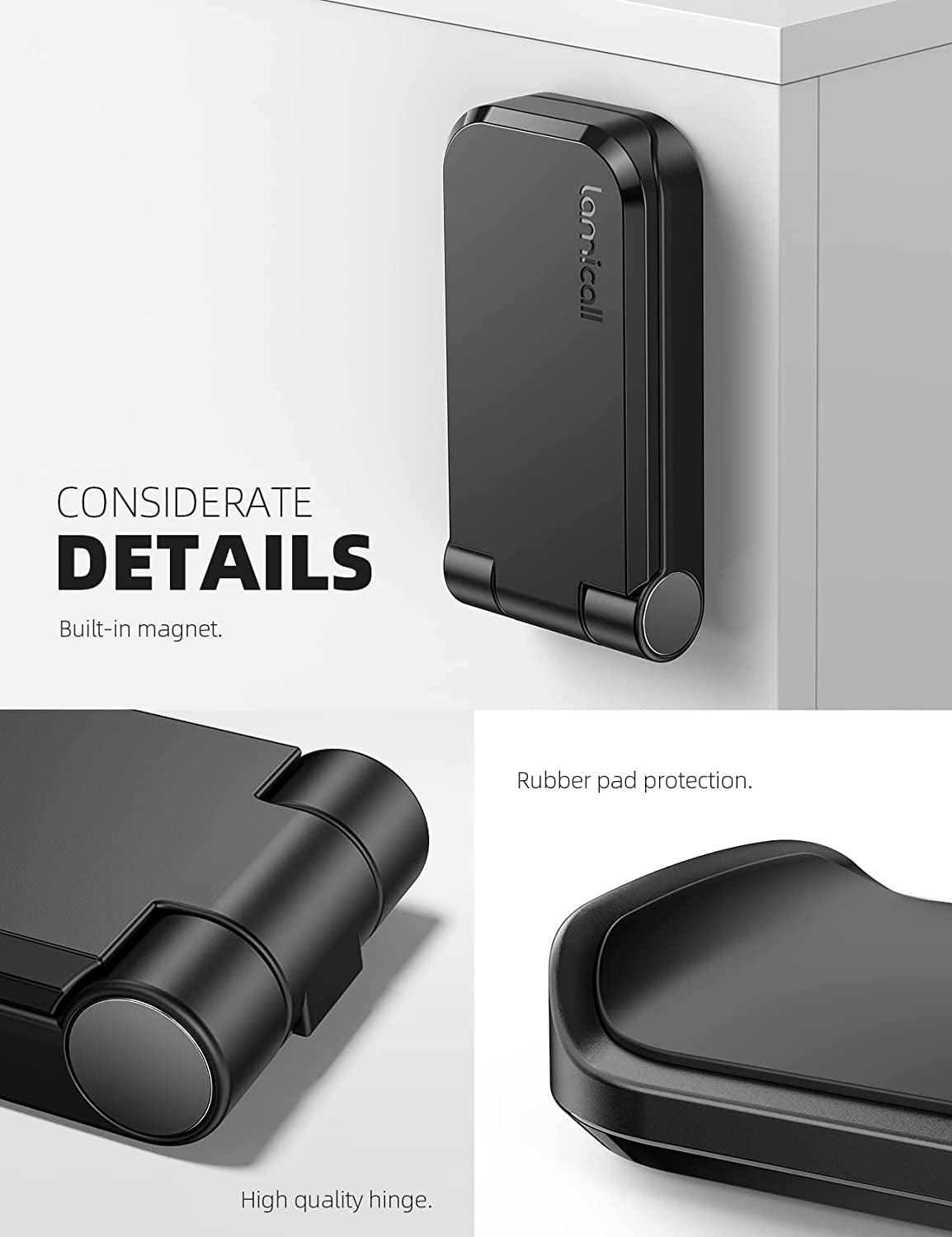 Lamicall Headphone Stand, Sticky Headset Hanger - Adhesive Headphone Holder Hook Mount, Headset Stand Holder Clip under Desk, Earphone Clamp for Airpods Max, Hyperx, Sennheiser, Black  Lamicall   