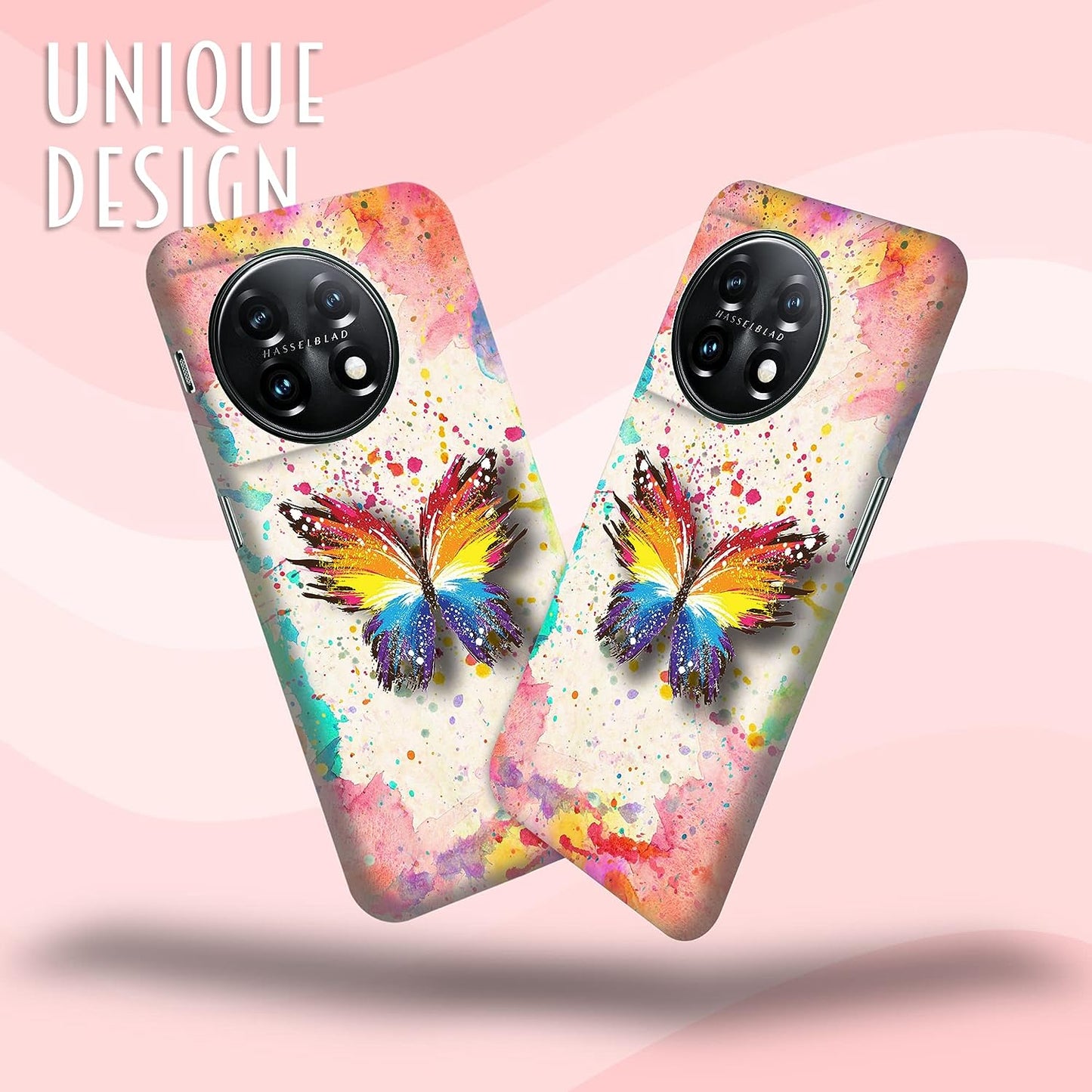 Glisten - Oneplus 11 Case, Oneplus 11 5G Case - Watercolour Butterfly Design Printed Cute, Slim & Sleek Plastic Hard Snap on Protective Designer Back Phone Case/Cover for Oneplus 11 5G.  Glisten   