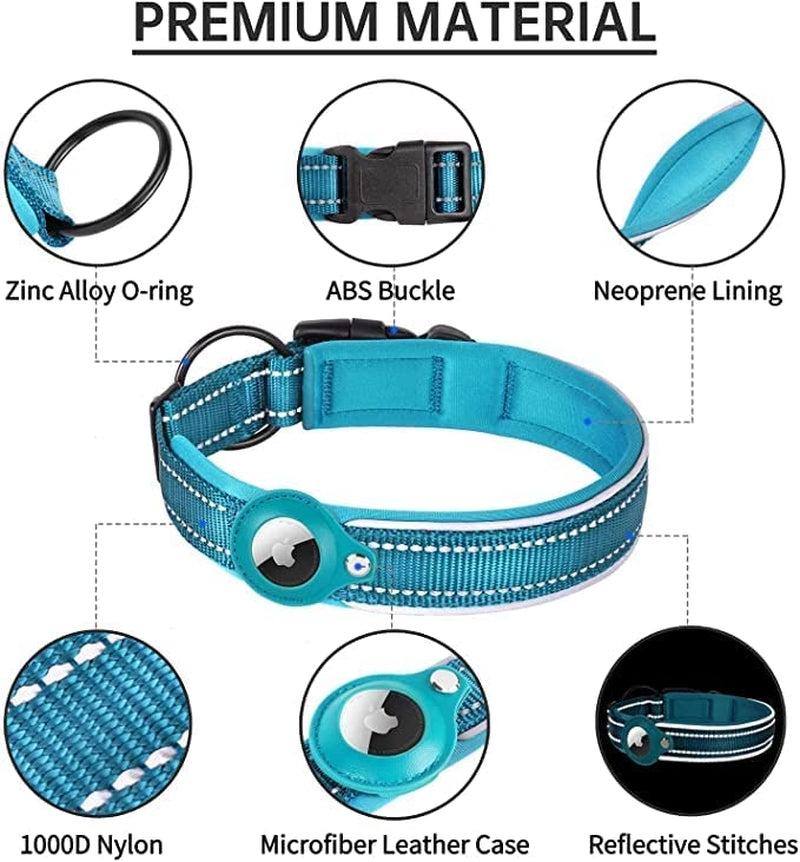 Reflective Airtag Dog Collar, Safe Paws Airtag Dog Collar Holder Adjustable Air Tag Dog Collar Holder Fits Small Medium and Large Dogs Quickly Locate Your Dog  ODGYMFREE   