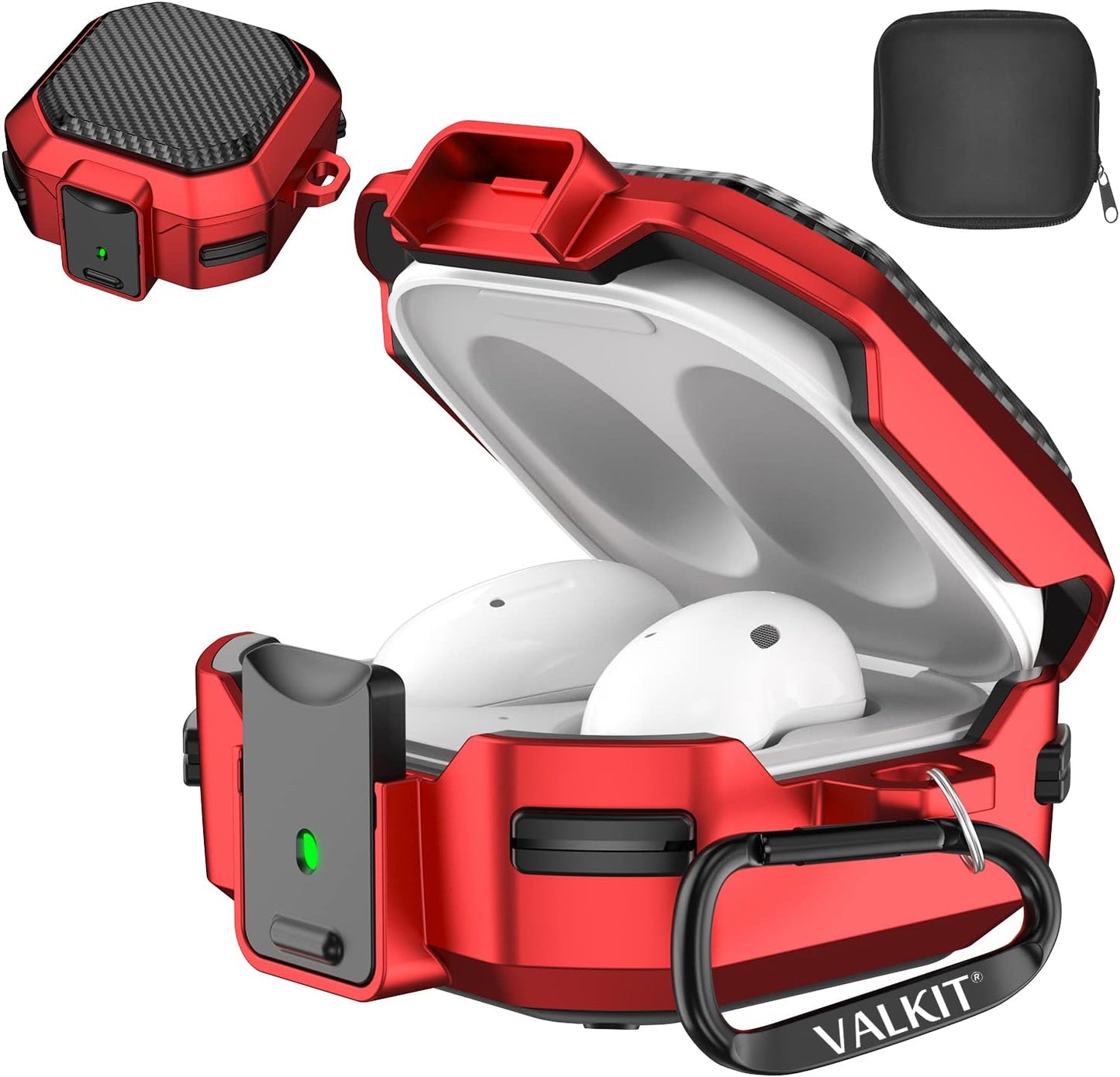 Valkit Compatible Galaxy Buds 2 Pro/Galaxy Buds 2/Galaxy Buds Pro/Buds Live Case with Lock, Full Body Protective Case for Men Women Shockproof Skin Cover for Samsung Earbuds with Keychain,Blue  VKT Carbon Fiber Red  