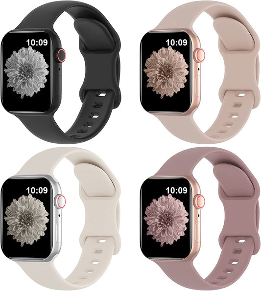 Arctime 4 Pack Silicone Bands Compatible with Apple Watch Band 38Mm 40Mm 41Mm 42Mm 44Mm 45Mm 49Mm, Soft Sport Breathable Strap Replacement Wristbands for Iwatch Ultra Series 8 SE 7 6 5 4 3 2 1  Arctime   