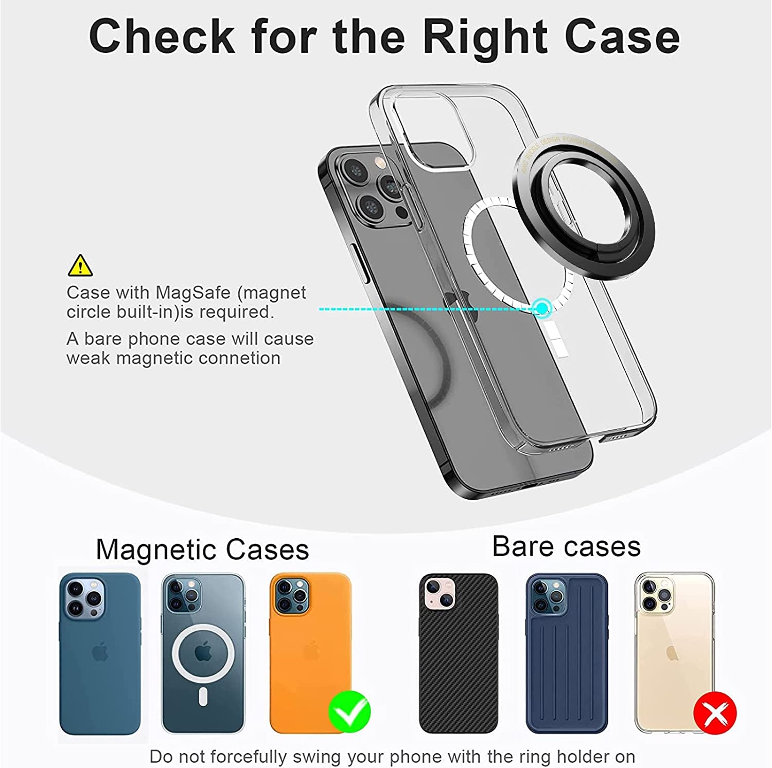 [2 Pack] JINWAYBST Magnetic Phone Ring Holder Magnetic Finger Phone Ring Stand Holder, Magnet Ring Grip, Compatible with Iphone 14 plus 13 12, Pro, Pro Max, Mini  JINWAYBST   