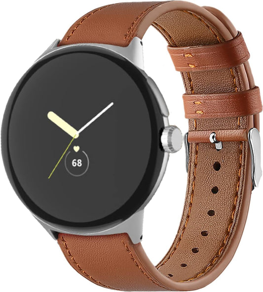 Leather Bands Compatible with Google Pixel Watch Band, Leather Replacement Band for Google Pixel Watch for Women & Men (D)  hunmansaf   