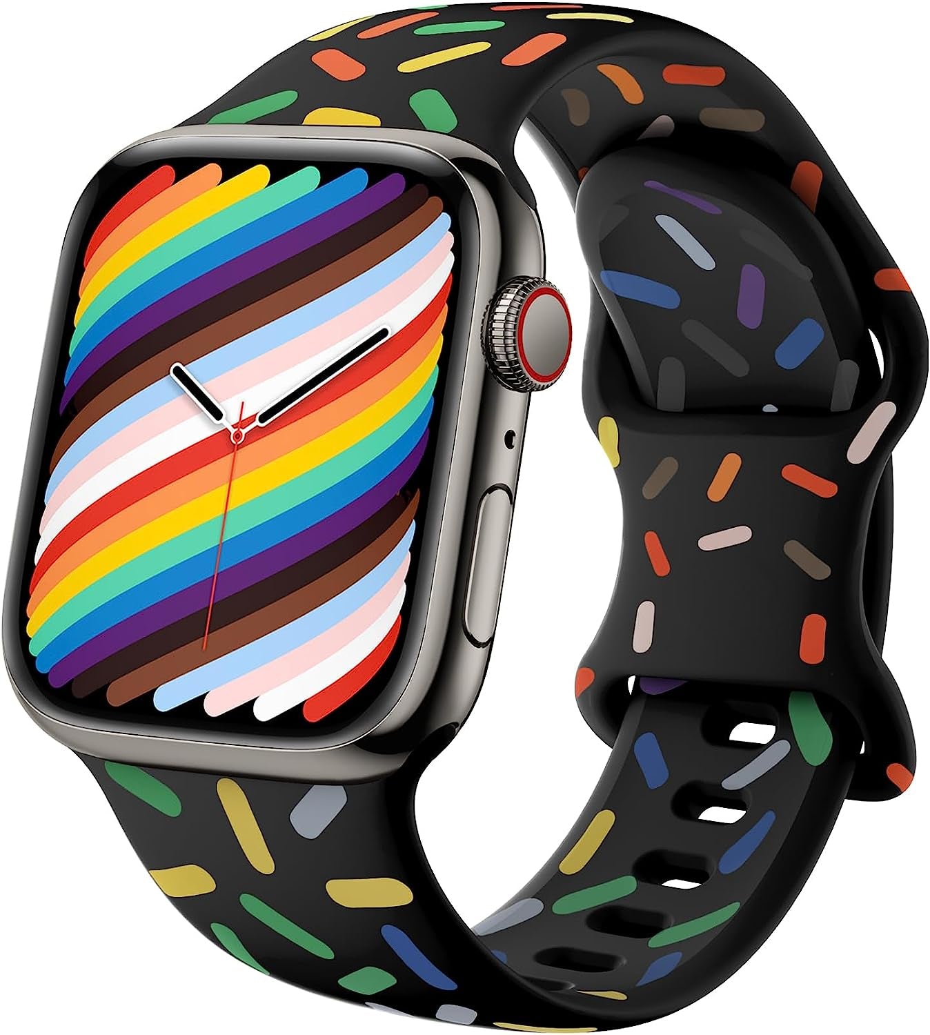 ZALAVER Bands Compatible with Apple Watch Band 38Mm 40Mm 41Mm 42Mm 44Mm 45Mm 49Mm, Soft Silicone Sport Replacement Band for Iwatch SE Ultra Series 8 7 6 5 4 3 2 1 Women Men  ZALAVER Black Pride 38mm/40mm/41mm 