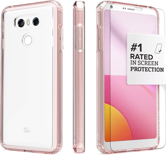 LG G6 Case, (Rose Gold Clear) Saharacase Protective Kit Bundle with [Zerodamage Tempered Glass Screen Protector] Premium Finish Slim Fit [Shockproof Bumper] Rugged Protection - Rose Gold Clear  Sahara Case   