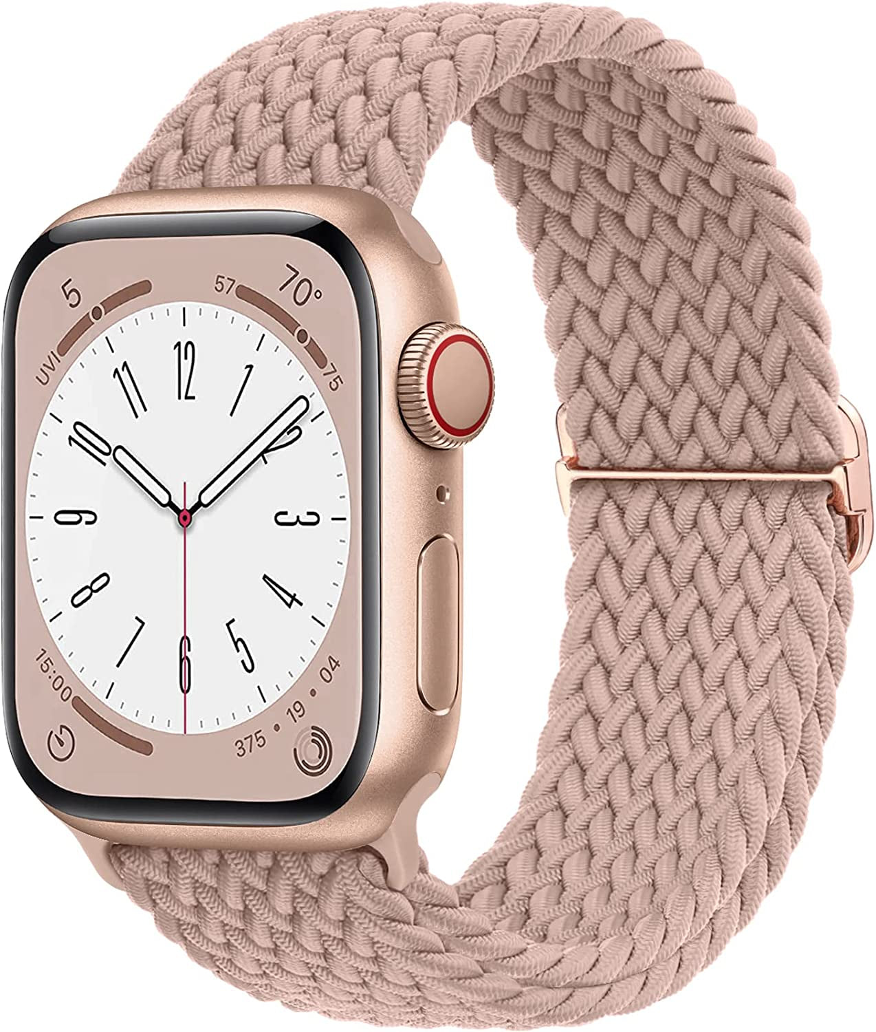 Merlion Stretchy Braided Solo Loop Compatible with Apple Watch Band 38Mm 40Mm 41Mm 42Mm 44Mm 45Mm 49Mm, Sports Adjustable Elastic Straps for Iwatch  Merlion Sand Pink 38MM/40MM/41MM 