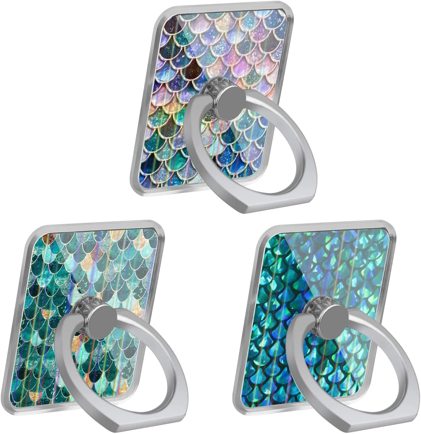BF2JK Cell Phone Love Ring Holder Stand Clear Diamond Finger Grip Loop 360 Degree Rotation Finger Ring Stand Blue Green Colorful Mermaid Scales  BF2Jk Beautiful Mermaid Scales  