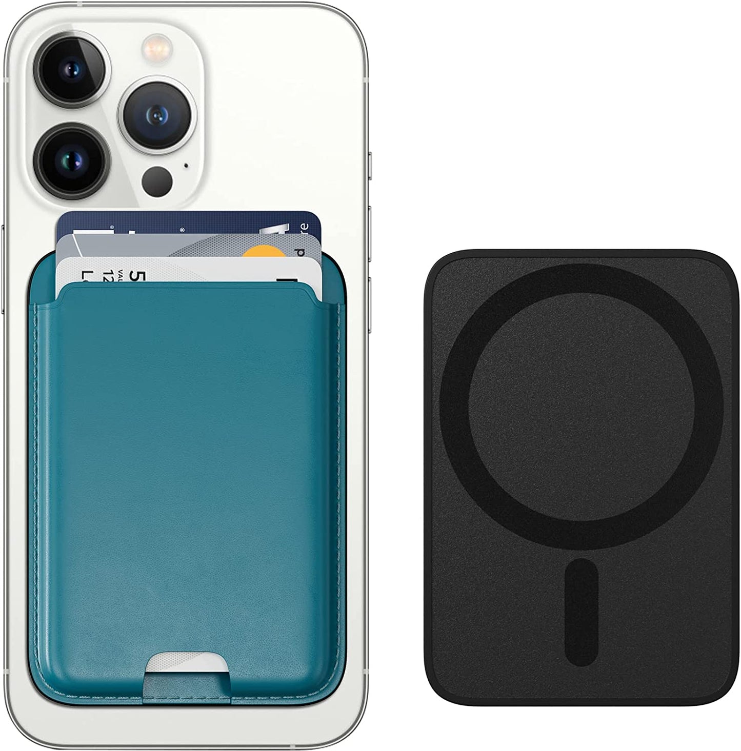 MAGKOTA Magsafe Wallet Compatible with Iphone 14 Pro Max/14 Pro/14 Plus/14/Iphone 13 Pro Max/13 Pro/13/Iphone 12 Pro Max/12 Pro/12/12 Mini,Iphone Leather Wallet with Magsafe, Max 3 Cards Black  MAGKOTA Blue  