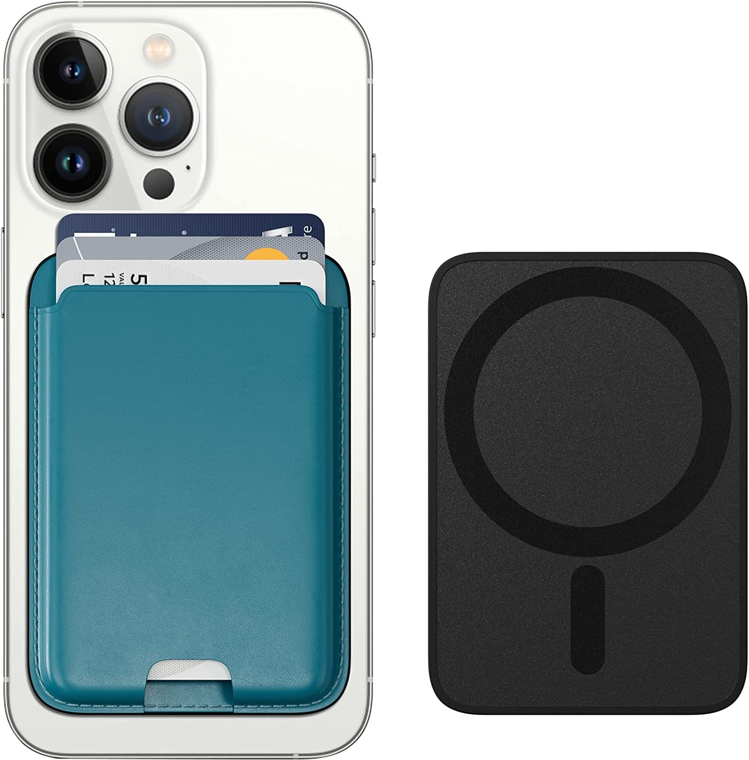 MAGKOTA Magsafe Wallet Compatible with Iphone 14 Pro Max/14 Pro/14 Plus/14/Iphone 13 Pro Max/13 Pro/13/Iphone 12 Pro Max/12 Pro/12/12 Mini,Iphone Leather Wallet with Magsafe, Max 3 Cards Black  MAGKOTA Blue  