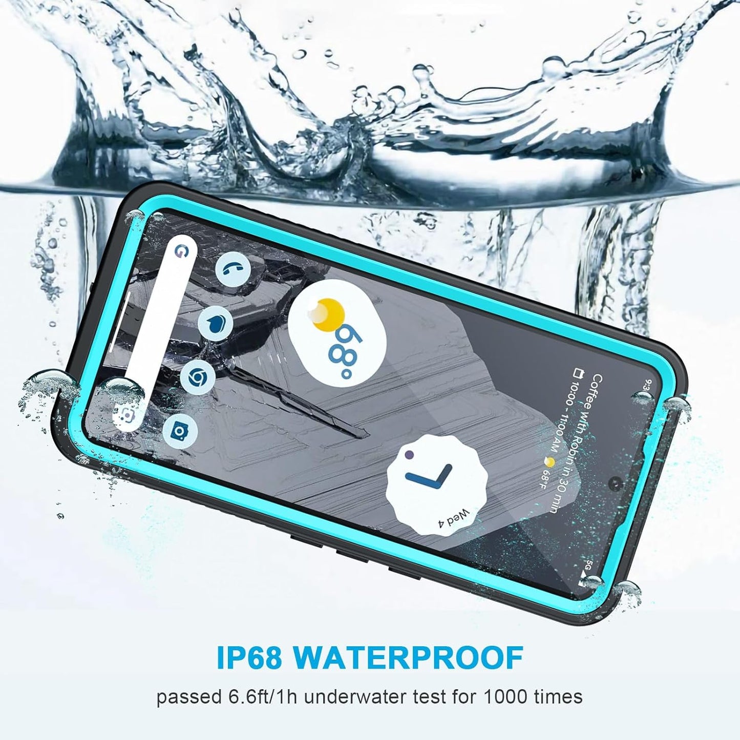Lanhiem Pixel 8 Pro Case, IP68 Waterproof Dustproof Case with Built-In Screen Protector, Rugged Full Body Shockproof Protective Clear Cover for Google Pixel 8 Pro, Blue  Lanhiem   
