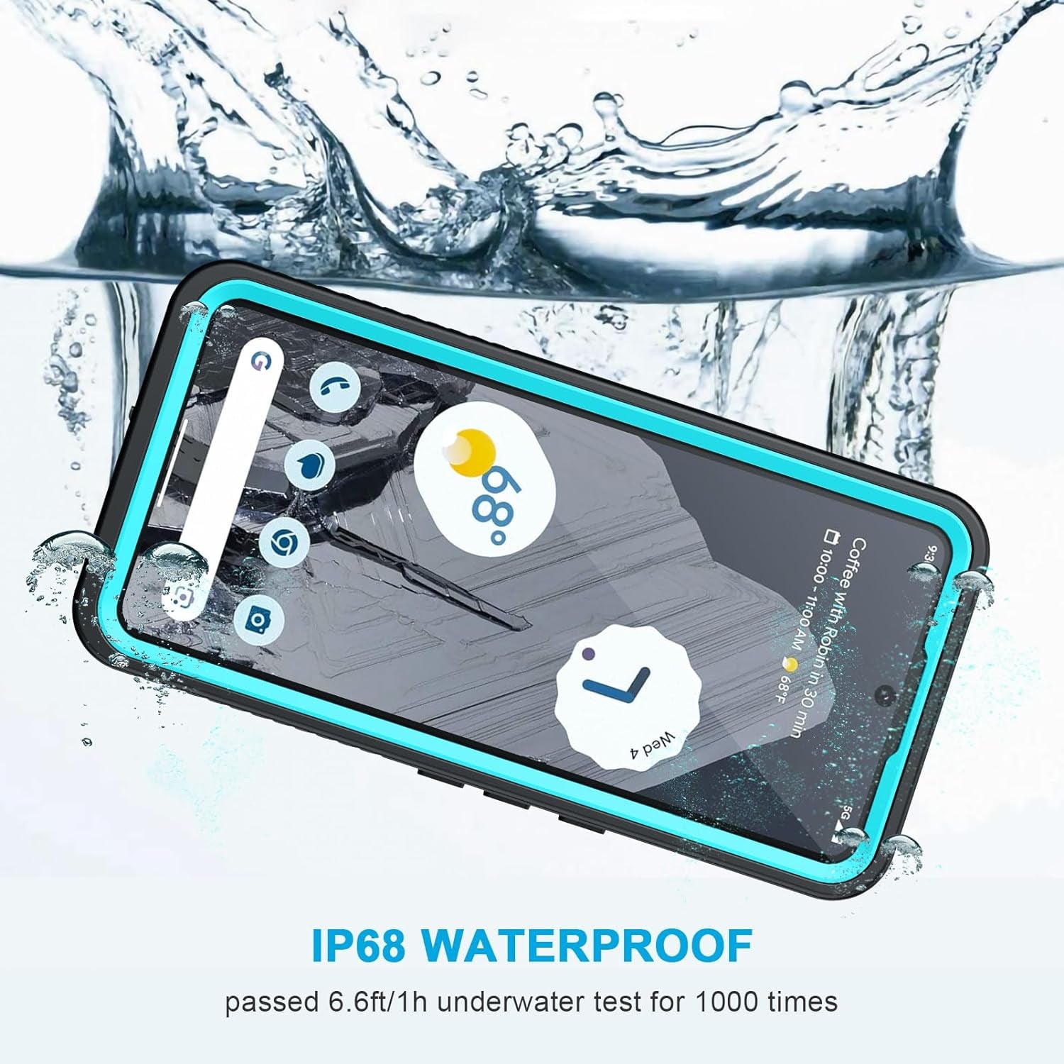 Lanhiem Pixel 8 Pro Case, IP68 Waterproof Dustproof Case with Built-In Screen Protector, Rugged Full Body Shockproof Protective Clear Cover for Google Pixel 8 Pro, Blue  Lanhiem   