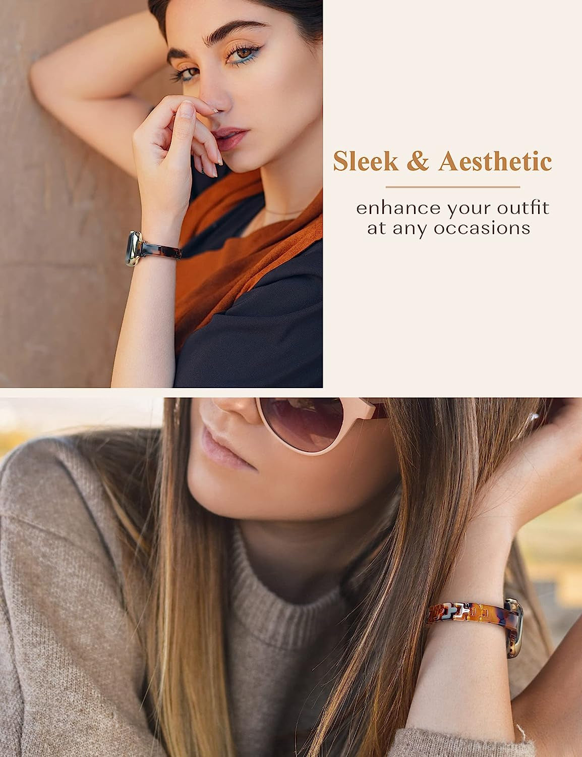 Slim Resin Band Compatible with Apple Watch Band 38/40/41/42/44/45/49Mm, Fashion Tortoise Shell Watch Bracelet Band for Iwatch Series Ultra/Se/8/7/6/5/4/3/2/1, Thin Light Watch Strap Wristband for Iwatch for Women Girls  Unilily   