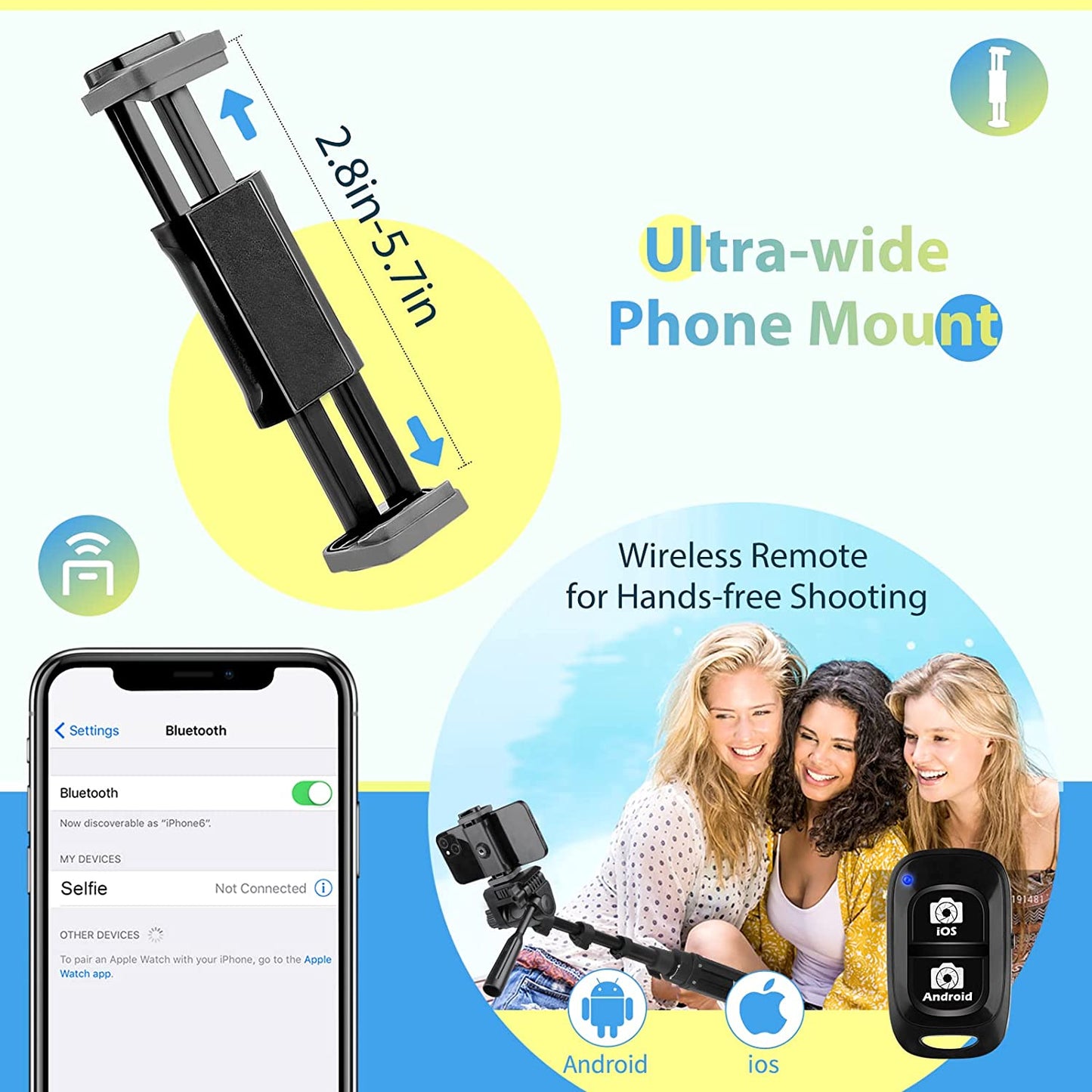 Aureday 67” Phone Tripod, Detachable and Extendable Selfie Stick Tripod for Iphone/Android Smartphone/Camera/Gopro, Portable Cell Phone Tripod with 360-Degree Rotatable Pan Head  Aureday   