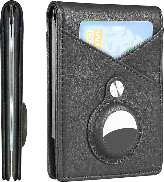 Hawanik Spring Money Clip Wallet with Built-In Holder for Airtag, RFID Blocking Slim Bifold Minimalist Front Pocket Wallets for Men  Hawanik   