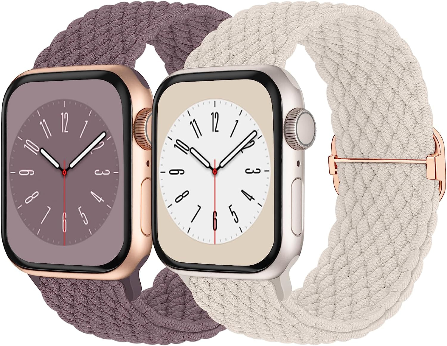 Braided Solo Loop Compatible with Apple Watch Band 38Mm 40Mm 41Mm 42Mm 44Mm 45Mm 49Mm Women Men, Adjustable Stretchy Bands Elastic Sport Wristbands for Iwatch Series 8 7 6 5 4 3 2 1 SE Ultra  Butifacion Starlight/Smoke Violet 42mm/44mm/45mm/49mm 