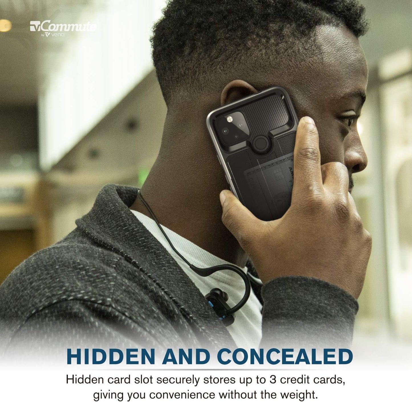 VENA Vcommute Wallet Case Compatible with Google Pixel 4A 5G (6.2"-Inch), (Military Grade Drop Protection) Flip Leather Cover Card Slot Holder with Kickstand - Space Gray  VENA   